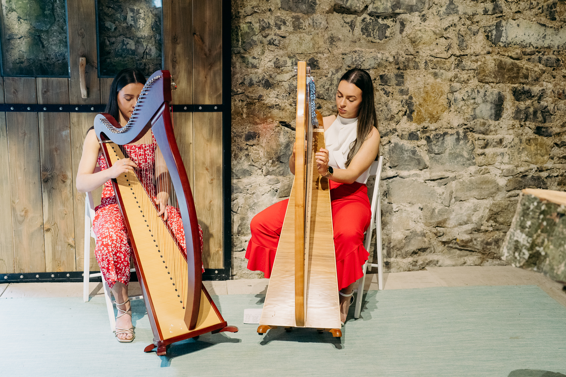 A couple of women in traditional dress