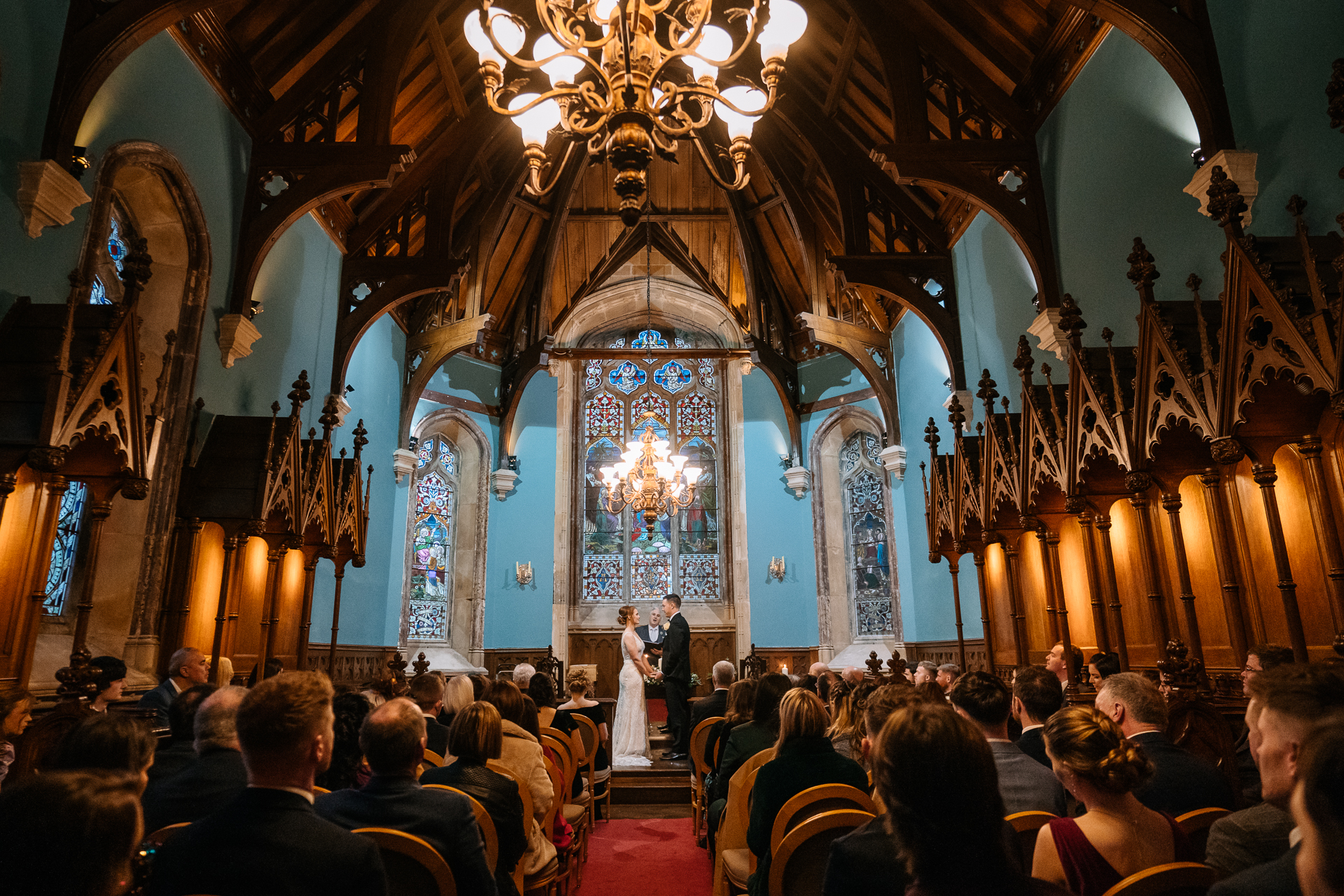 A man and woman in a church