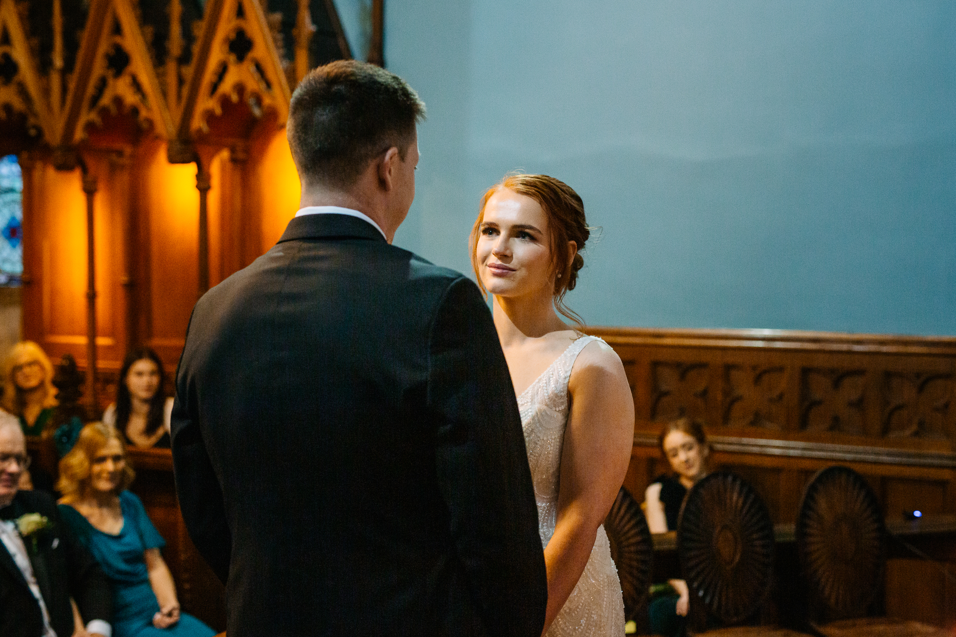 A man and woman in formal wear