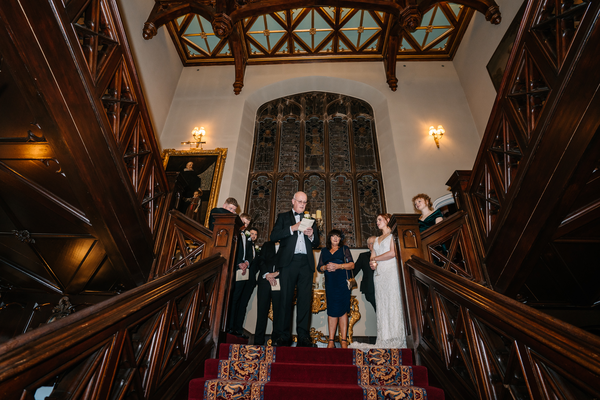 A group of people on a staircase