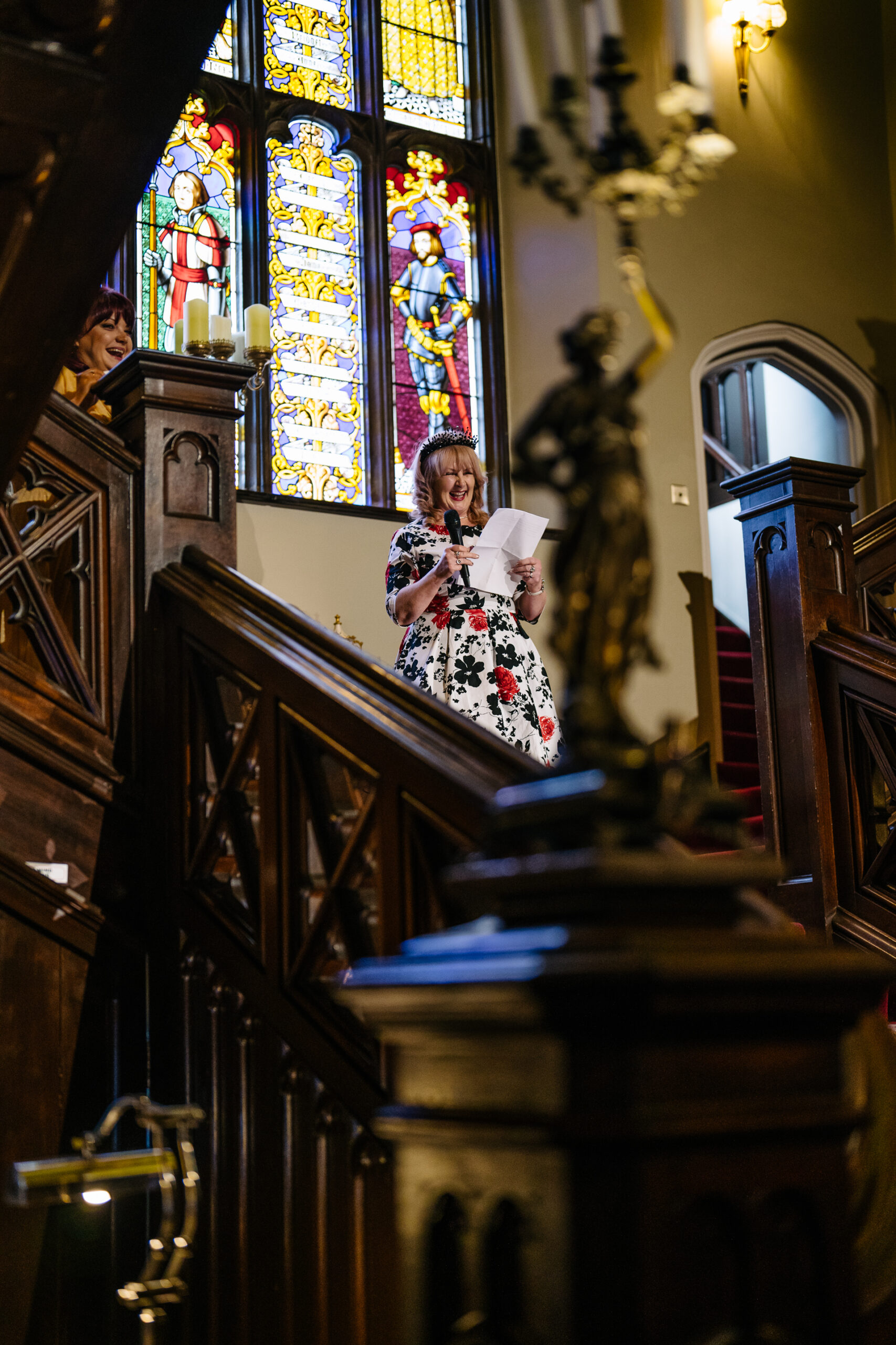 Wedding speeches during a same-sex wedding reception at Markree Castle, Ireland, featuring emotional and joyful moments shared by family and friends