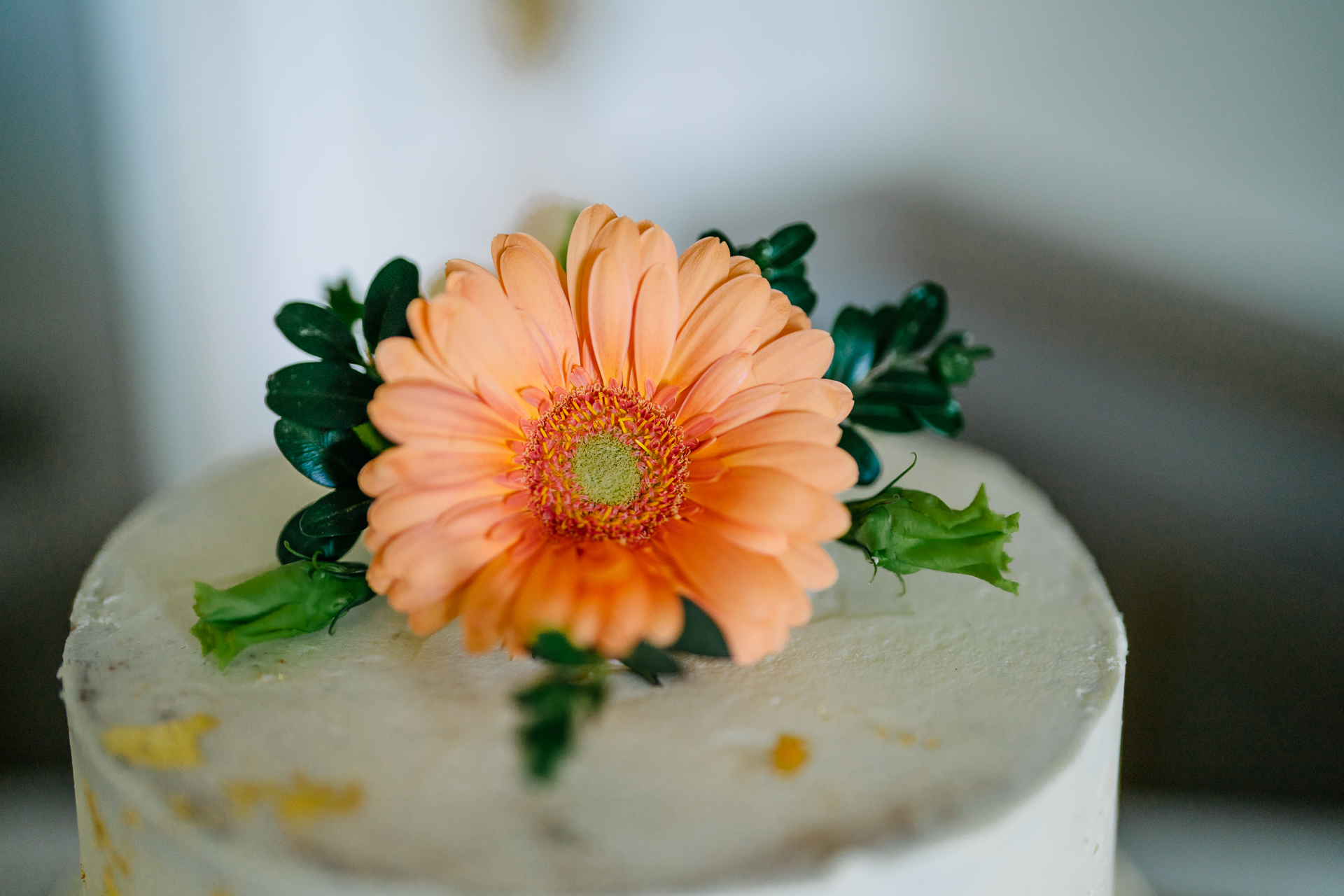 A beautifully decorated wedding cake and the cake-cutting ceremony of two grooms during their LGBT wedding at Markree Castle, Ireland.