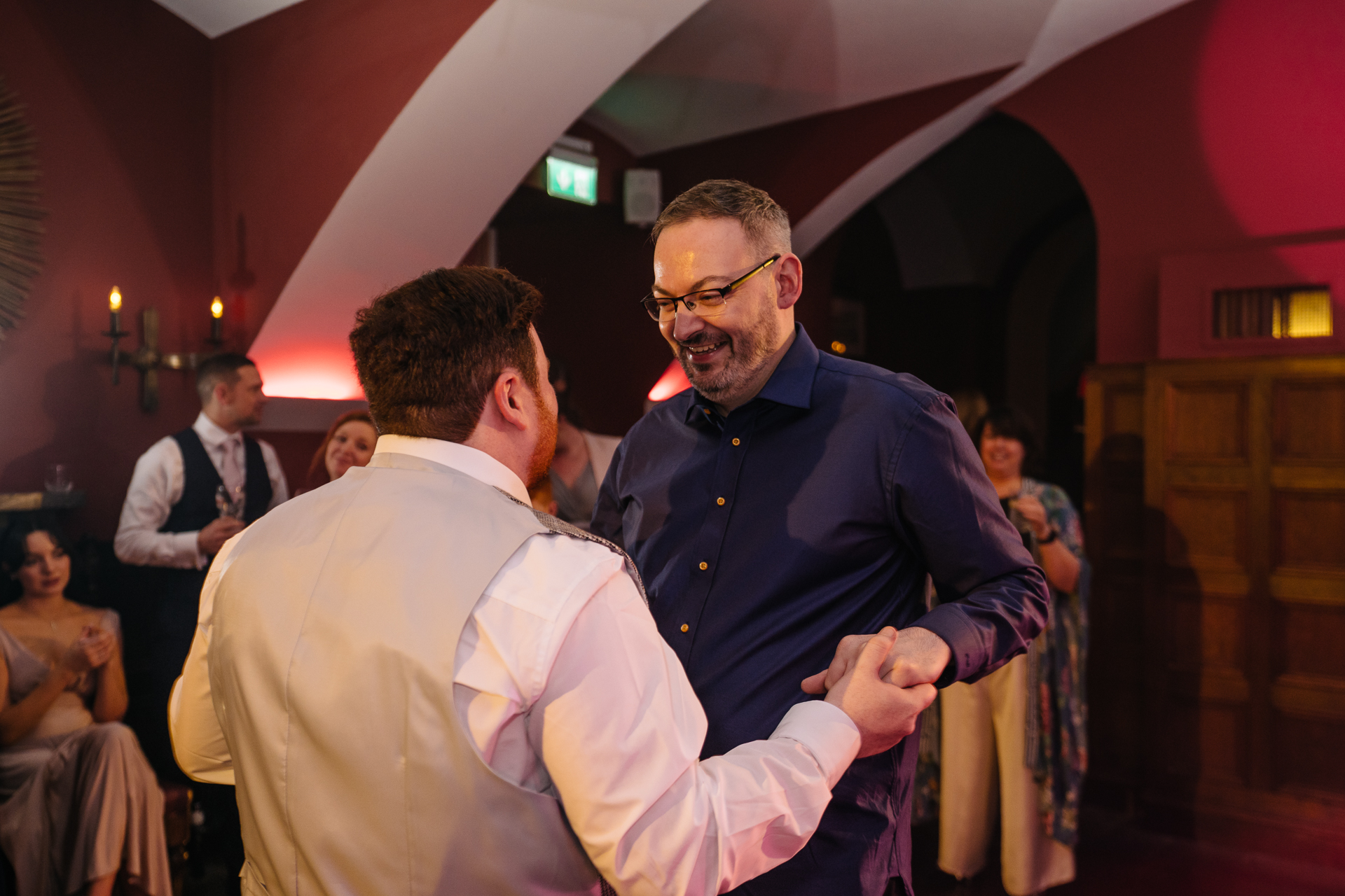 Two grooms sharing their romantic first dance, followed by a lively wedding party at Markree Castle, Ireland