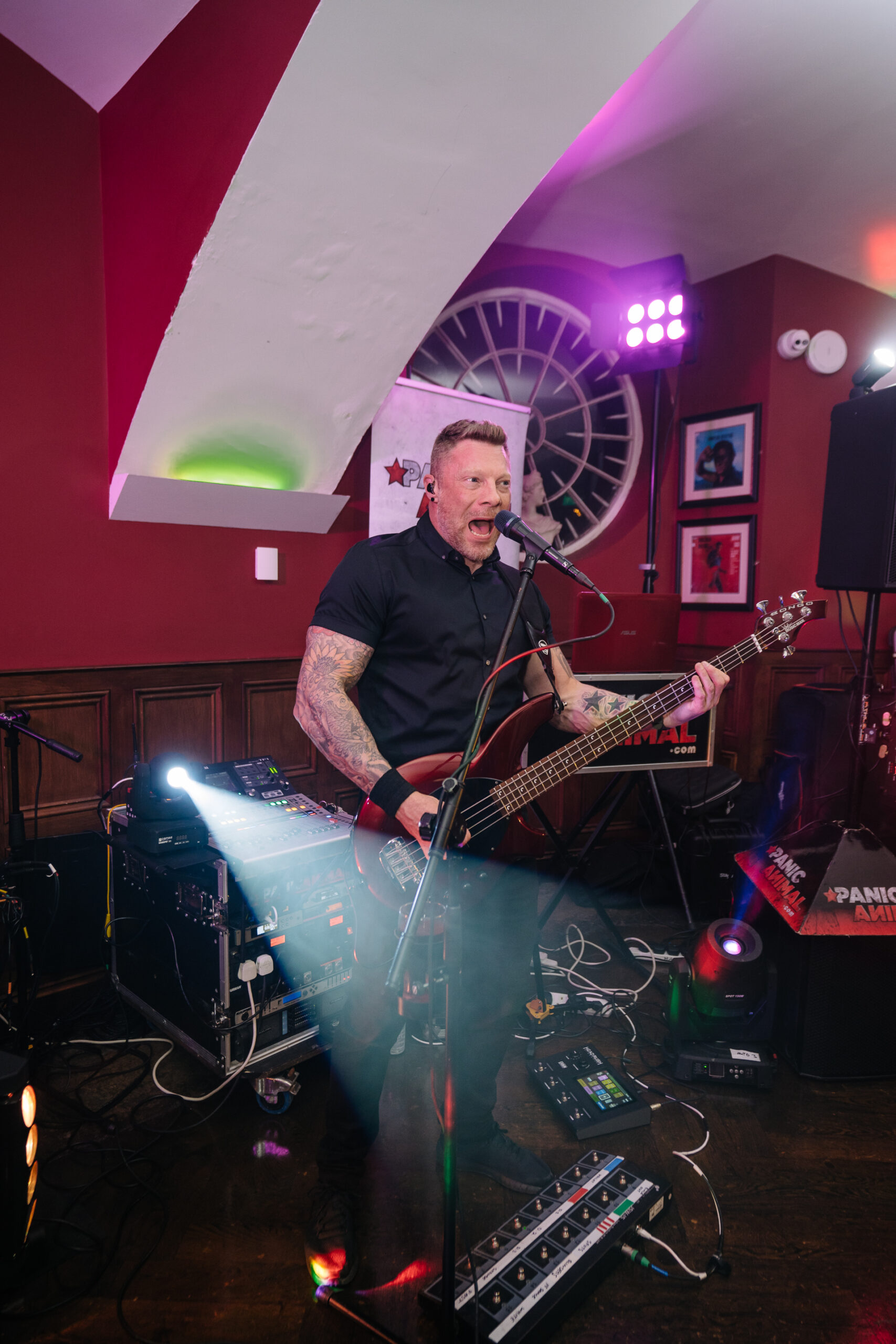 A live band performing during the LGBT wedding reception at Markree Castle, Ireland, creating a vibrant and joyful atmosphere.