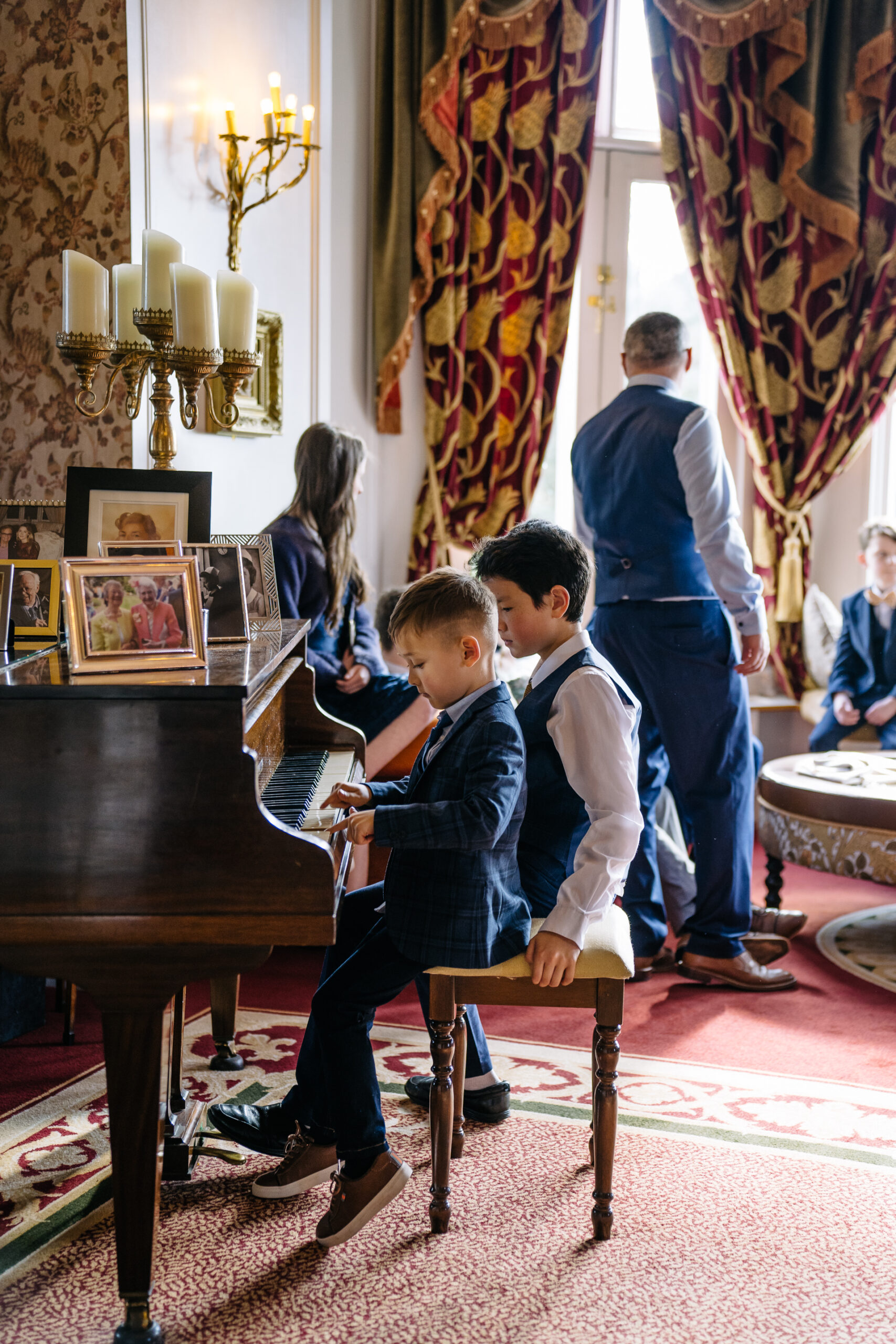 Guests raising a toast during the wedding reception at Markree Castle