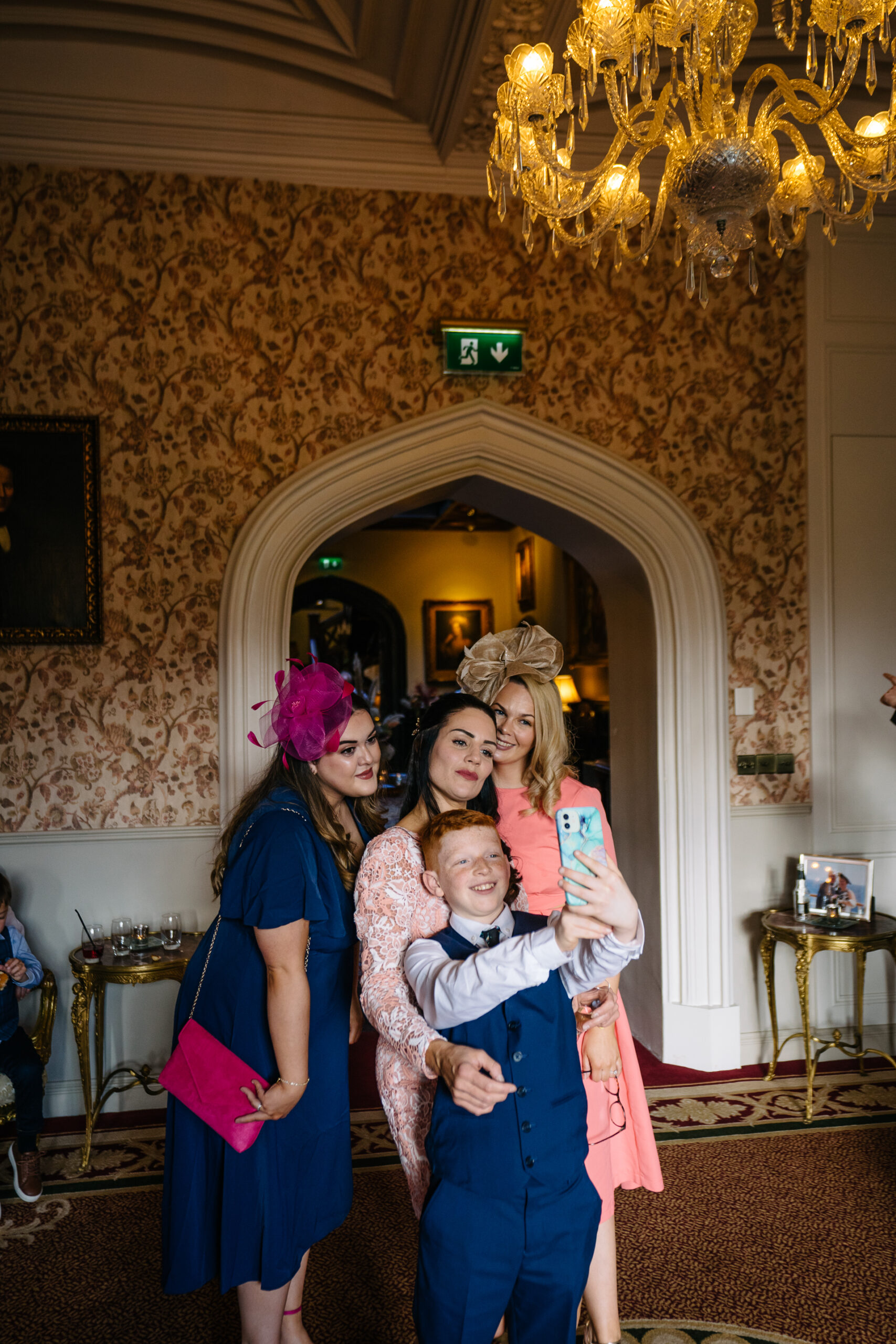 Guests raising a toast during the wedding reception at Markree Castle