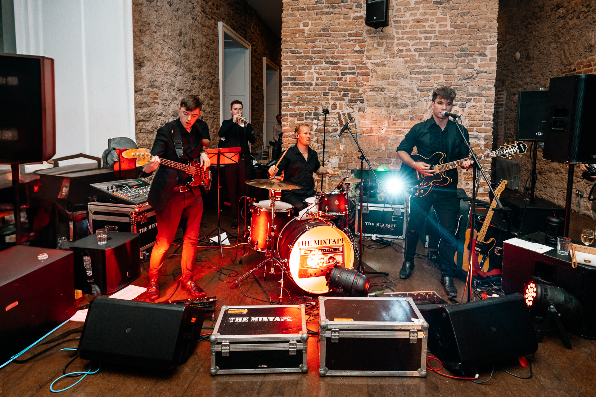 A group of people playing instruments