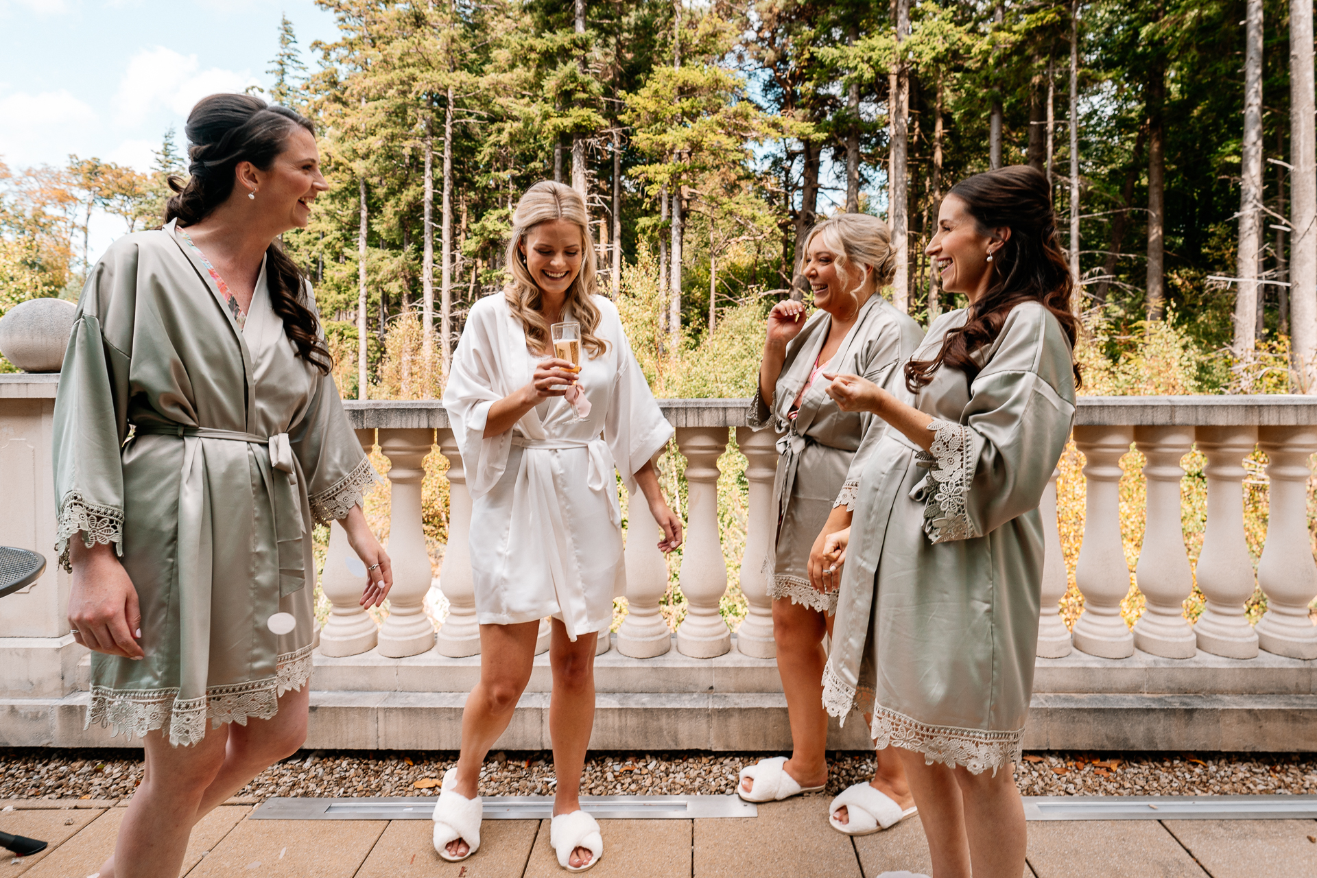 A group of women standing outside