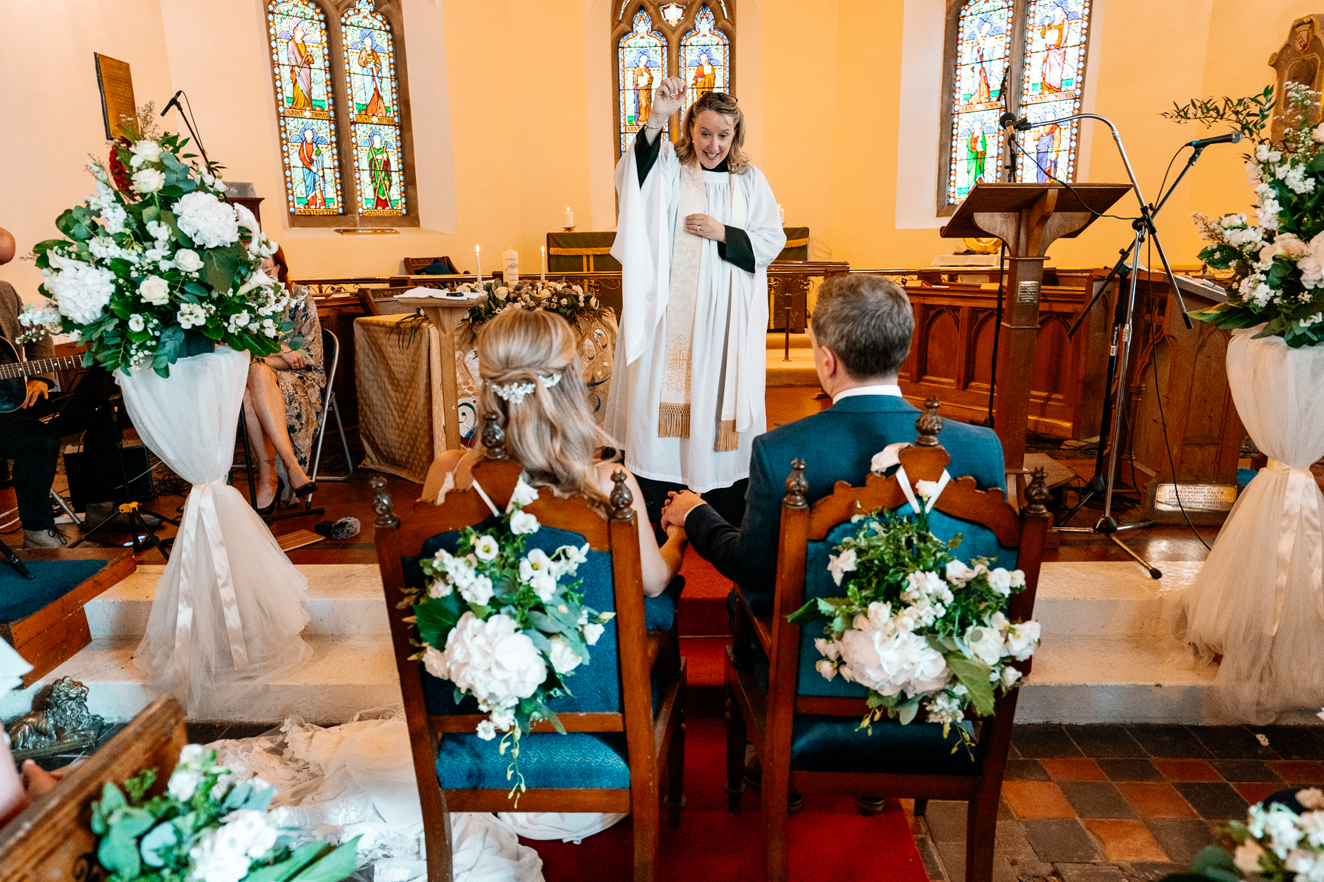 A man and a woman in a church