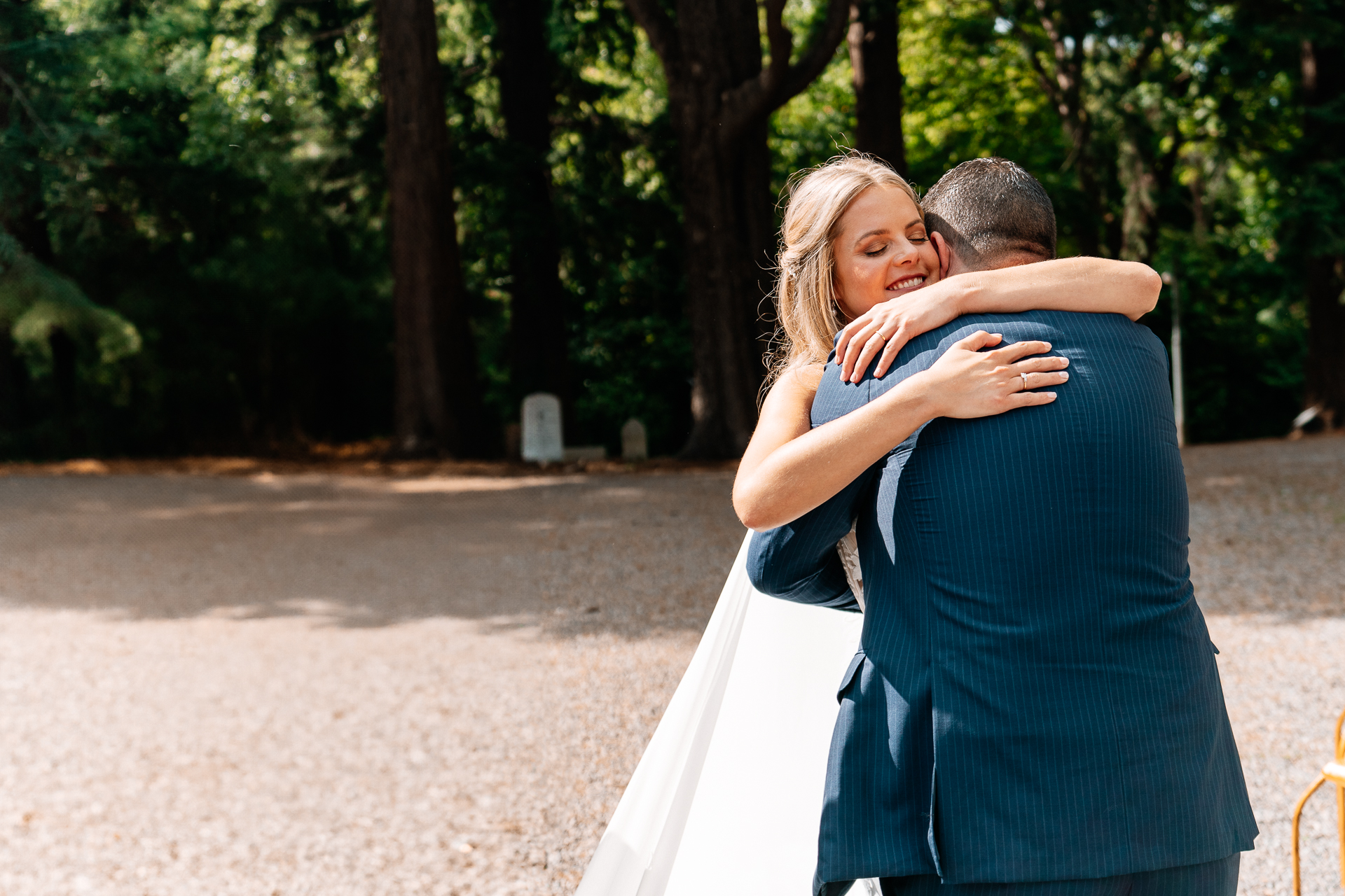 A man and woman hugging