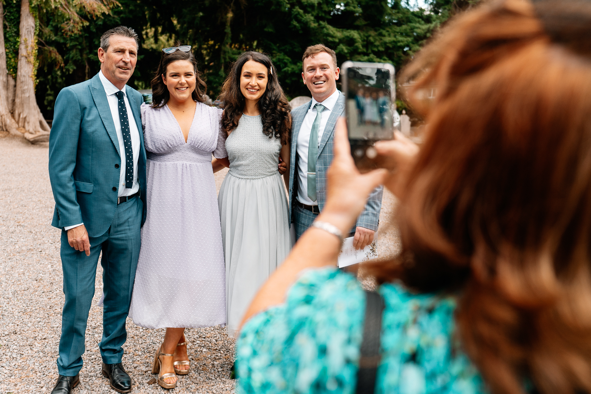 A group of people taking a picture