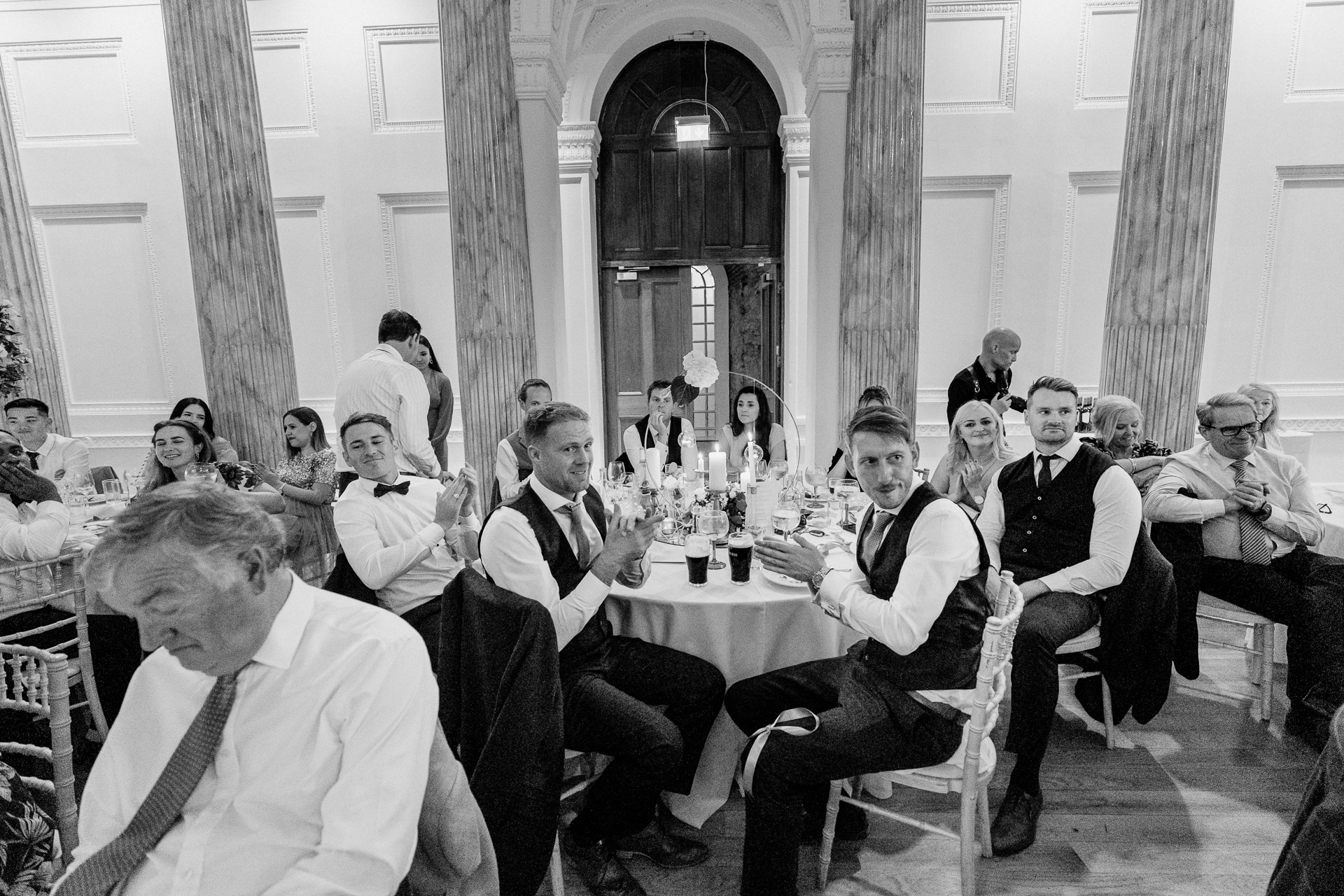 Father of the bride delivering a heartfelt speech at Powerscourt House in Wicklow.