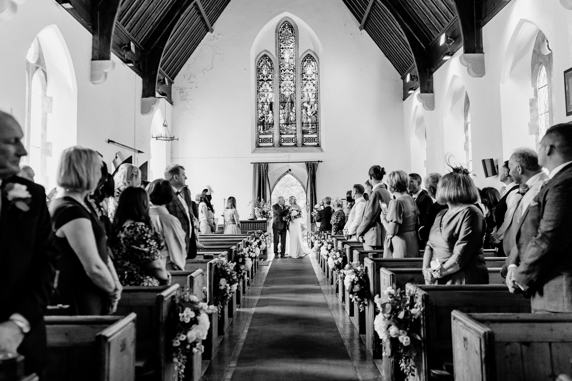 Wedding ceremony held at a historic church near Powerscourt House in Wicklow.