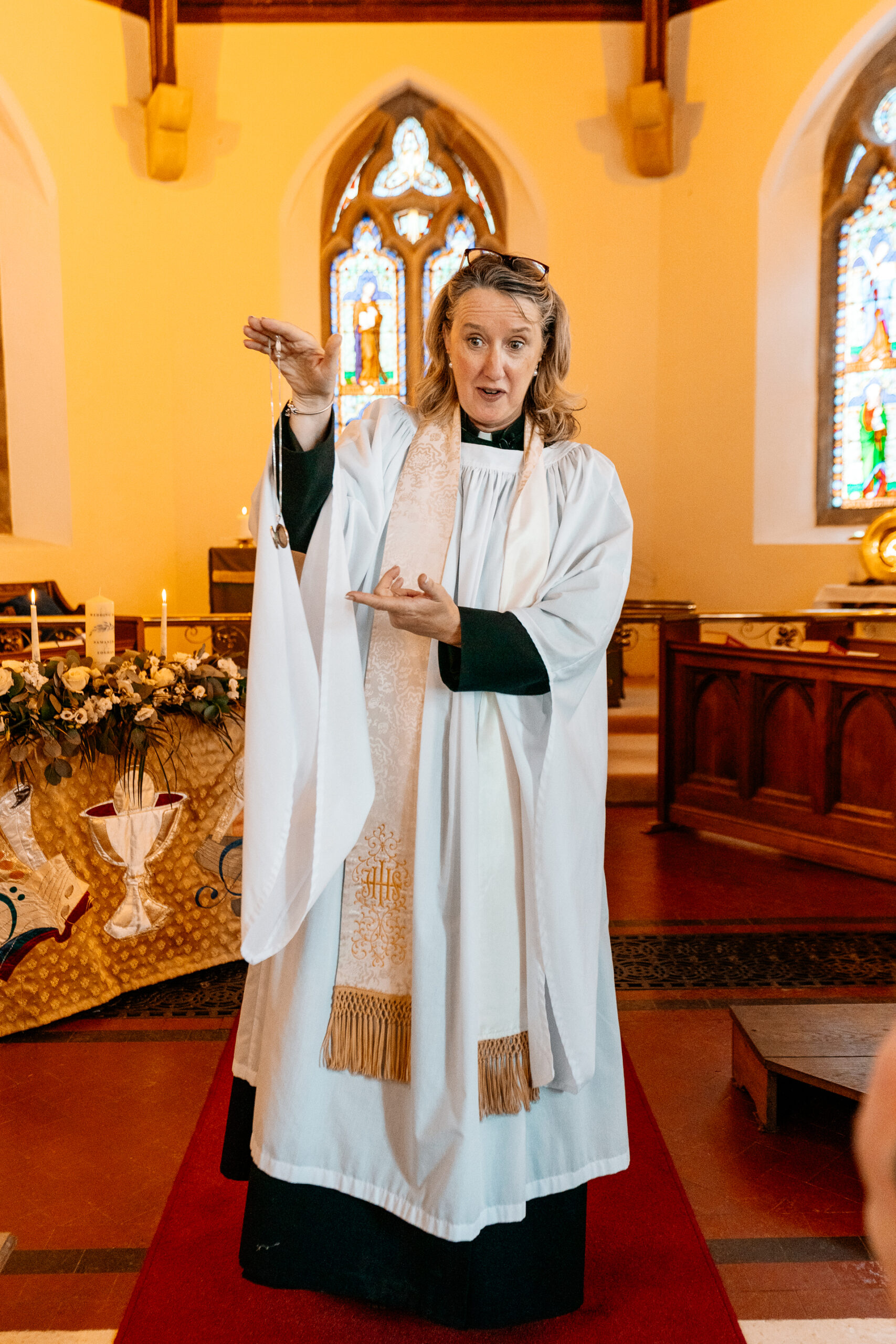 Wedding ceremony held at a historic church near Powerscourt House in Wicklow.