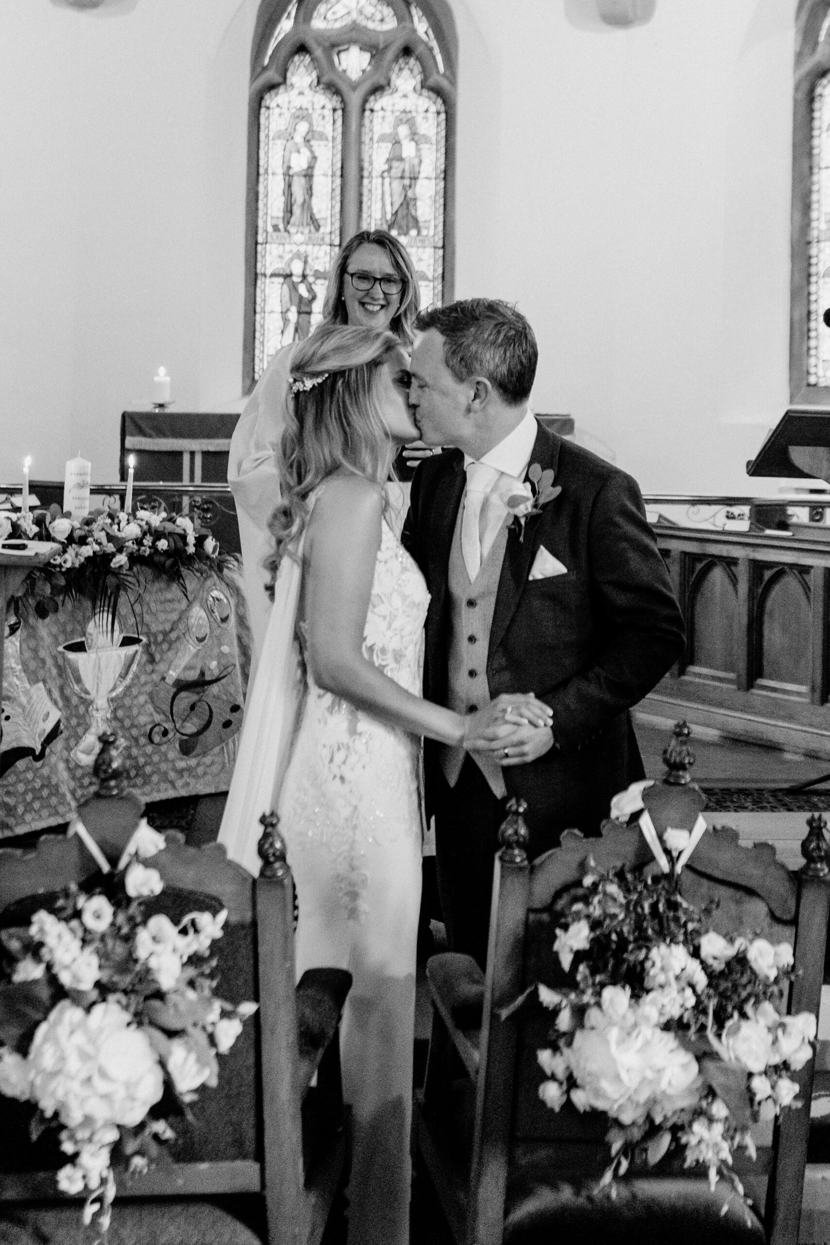 Wedding ceremony held at a historic church near Powerscourt House in Wicklow.