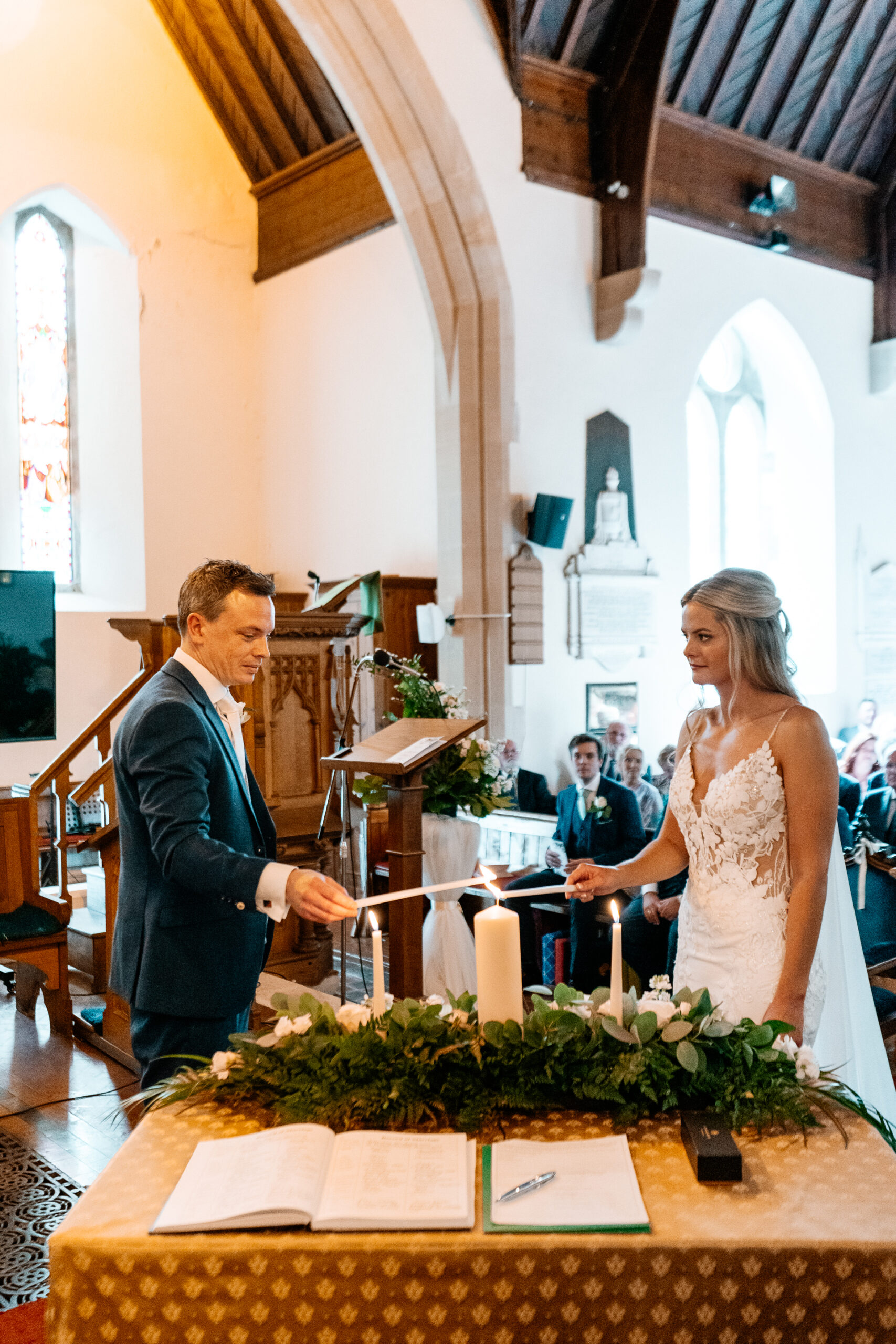 Wedding ceremony held at a historic church near Powerscourt House in Wicklow.