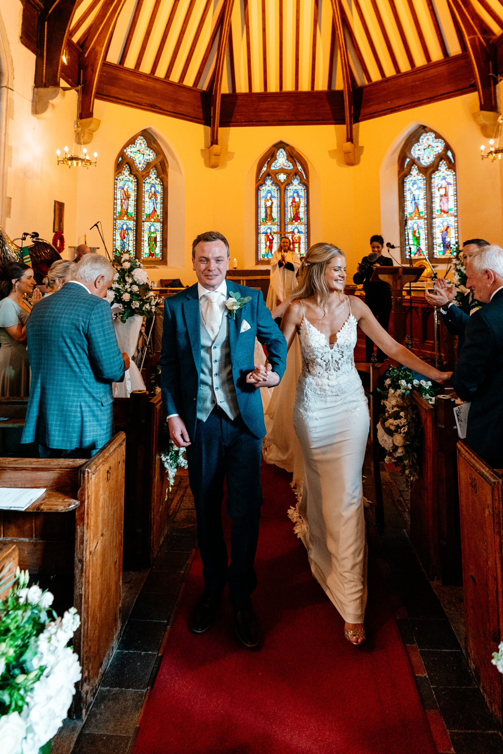 Wedding ceremony held at a historic church near Powerscourt House in Wicklow.