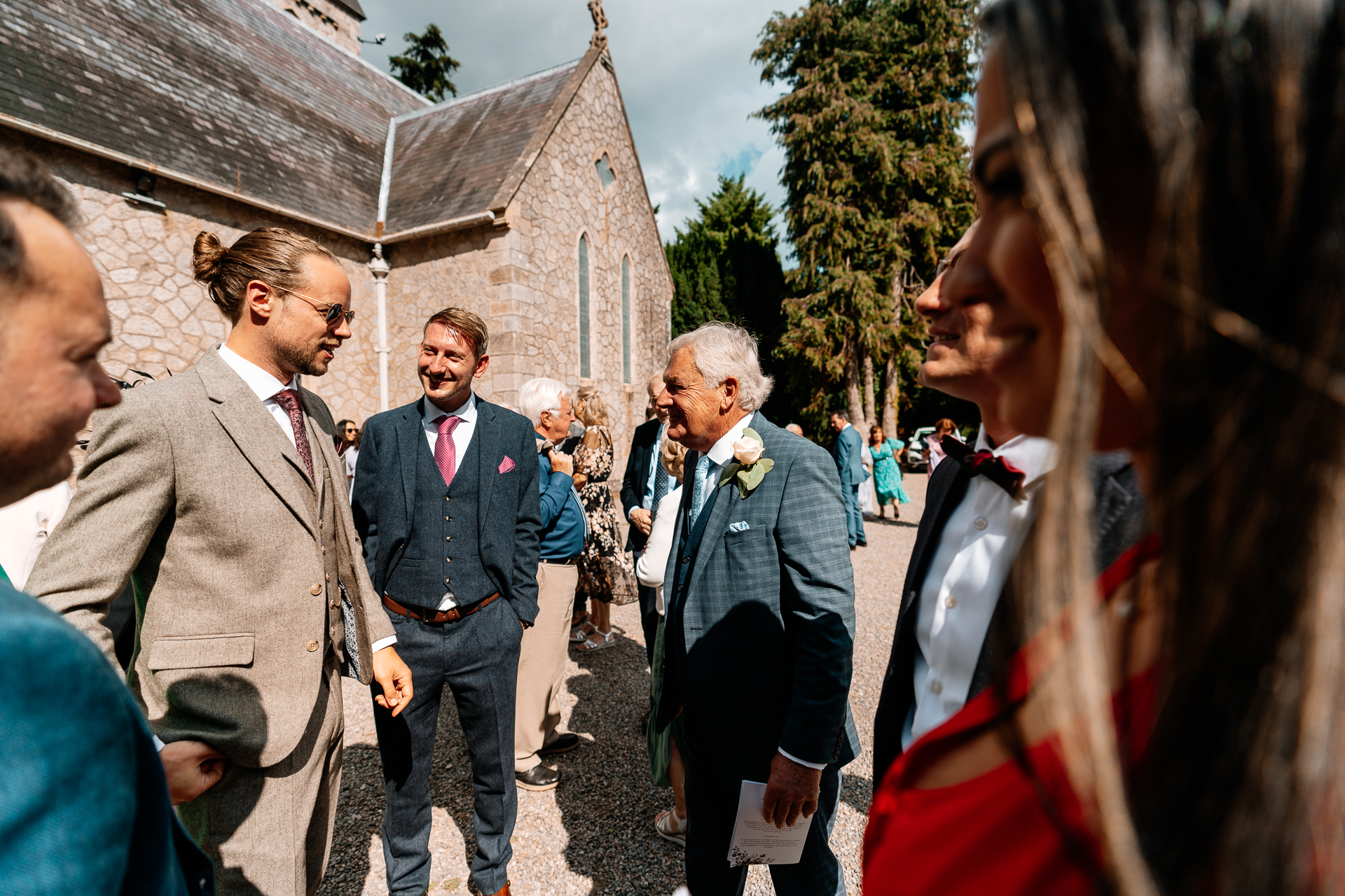 Wedding ceremony held at a historic church near Powerscourt House in Wicklow.