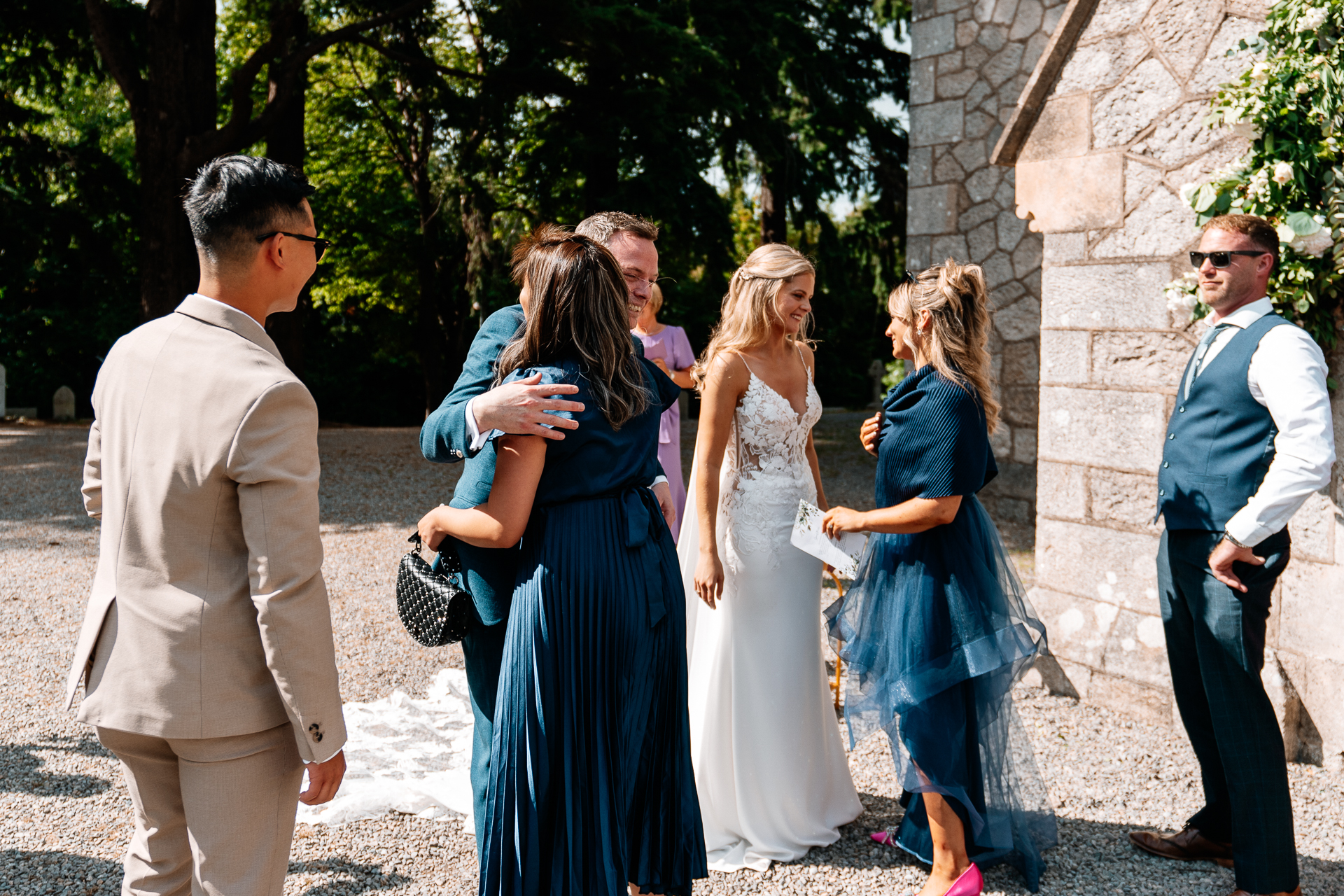 Wedding ceremony held at a historic church near Powerscourt House in Wicklow.