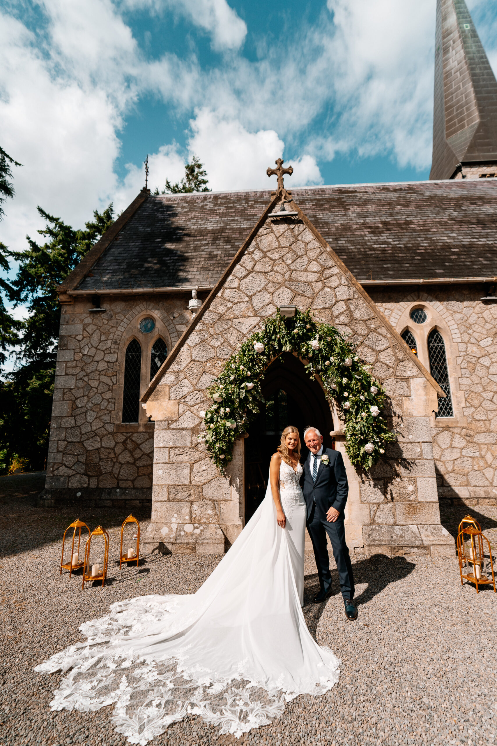 Wedding ceremony held at a historic church near Powerscourt House in Wicklow.