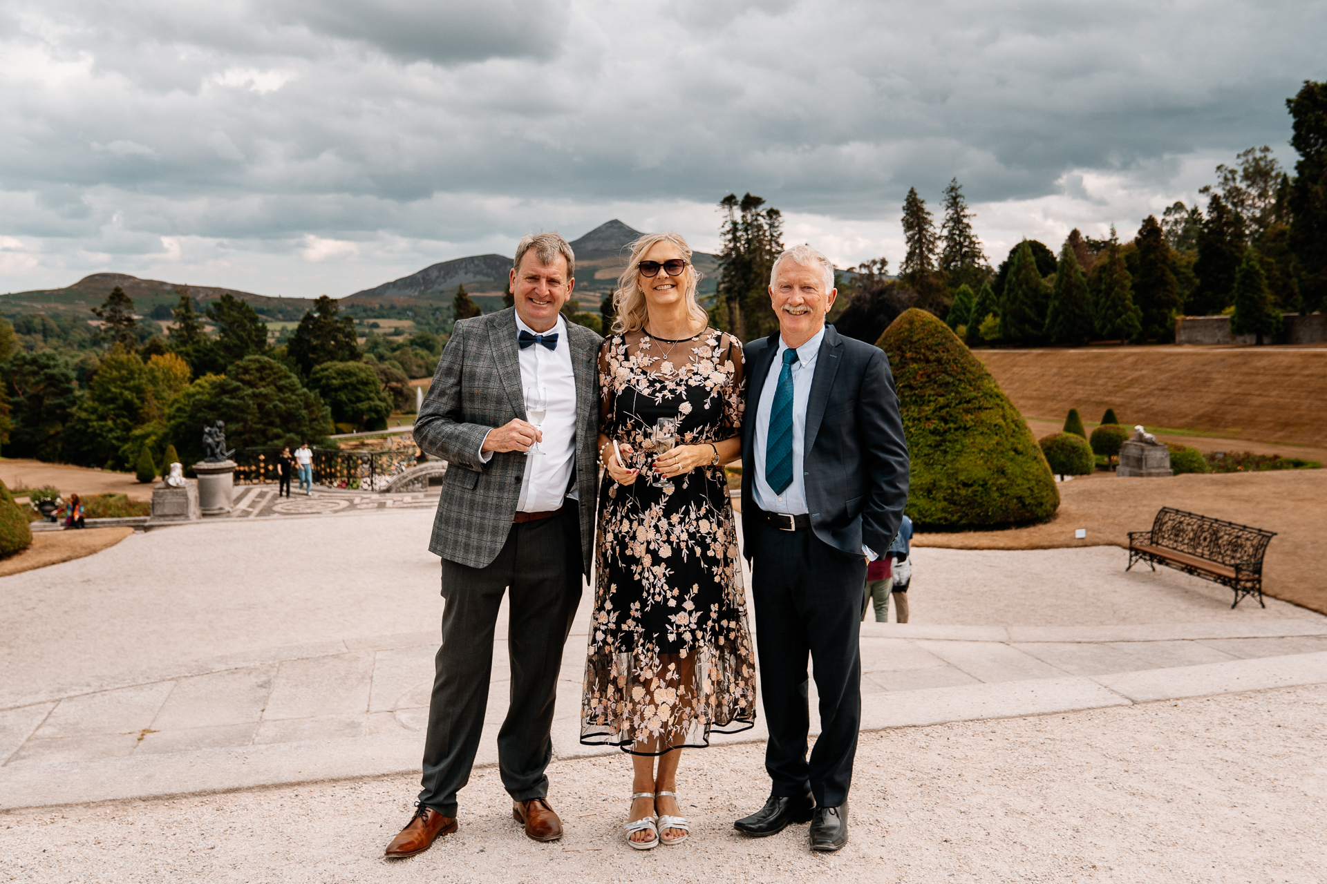 Wedding reception at the elegant Powerscourt House dining hall in Wicklow.