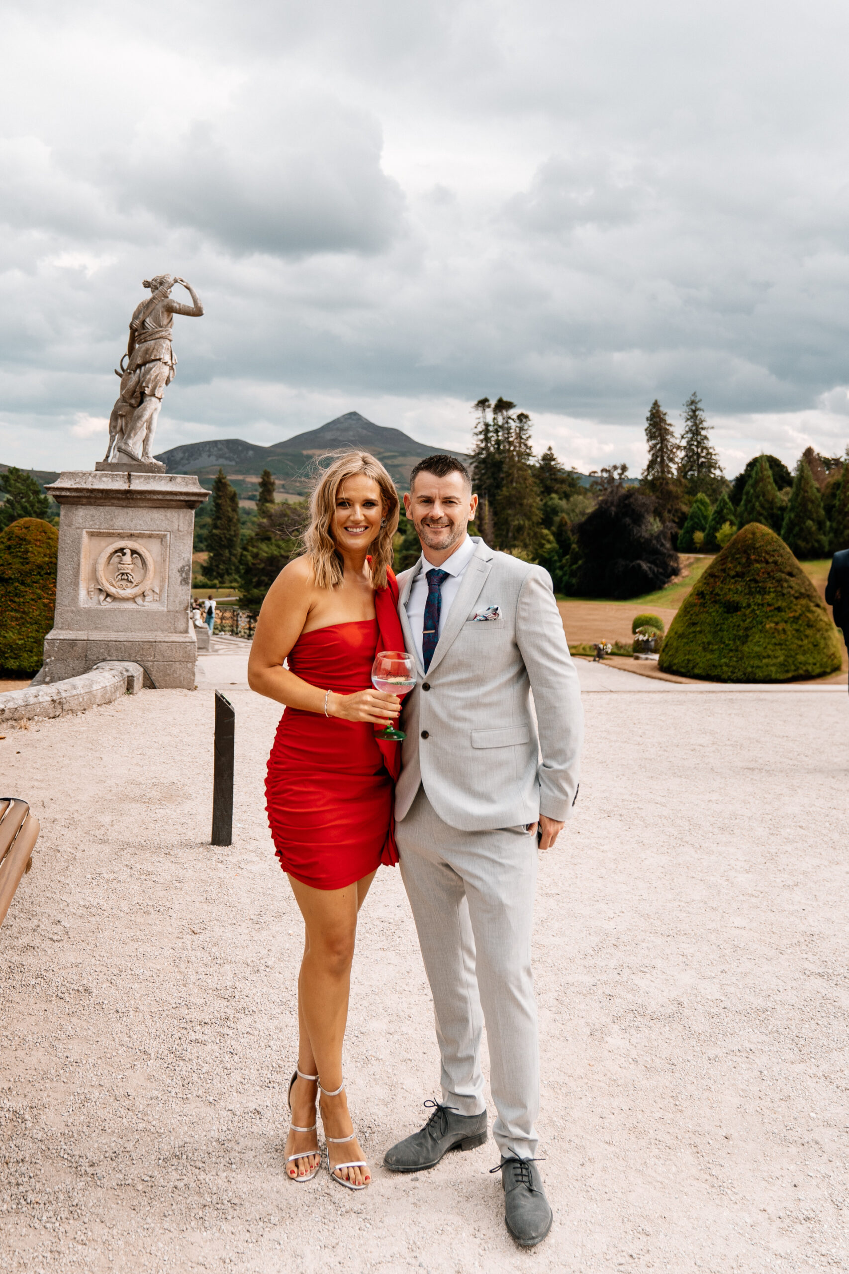 Wedding reception at the elegant Powerscourt House dining hall in Wicklow.