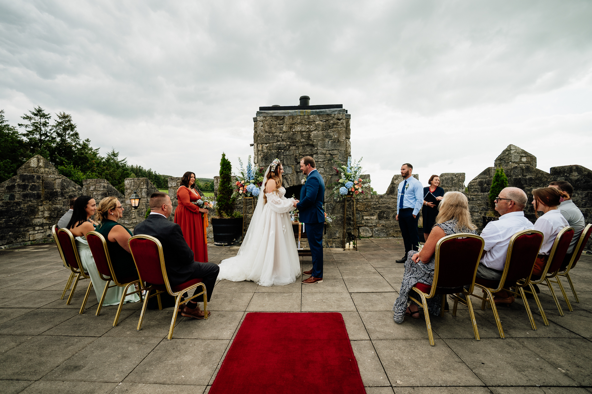 A bride and groom kissing