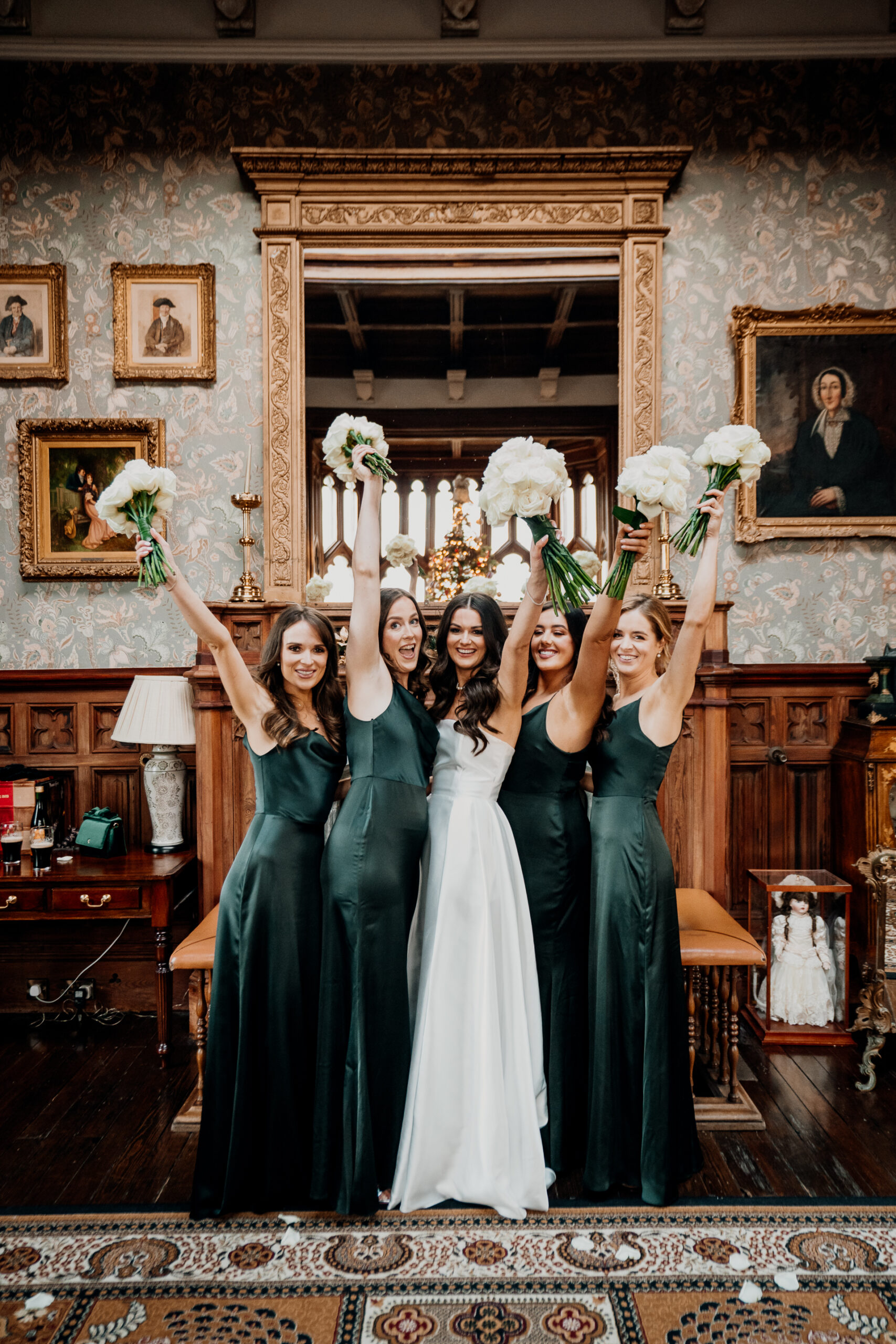 Joyful and candid moments with the bridal party at Markree Castle, captured by a Dublin Wedding Photographer. A perfect blend of fun and elegance for a Destination Wedding in Ireland