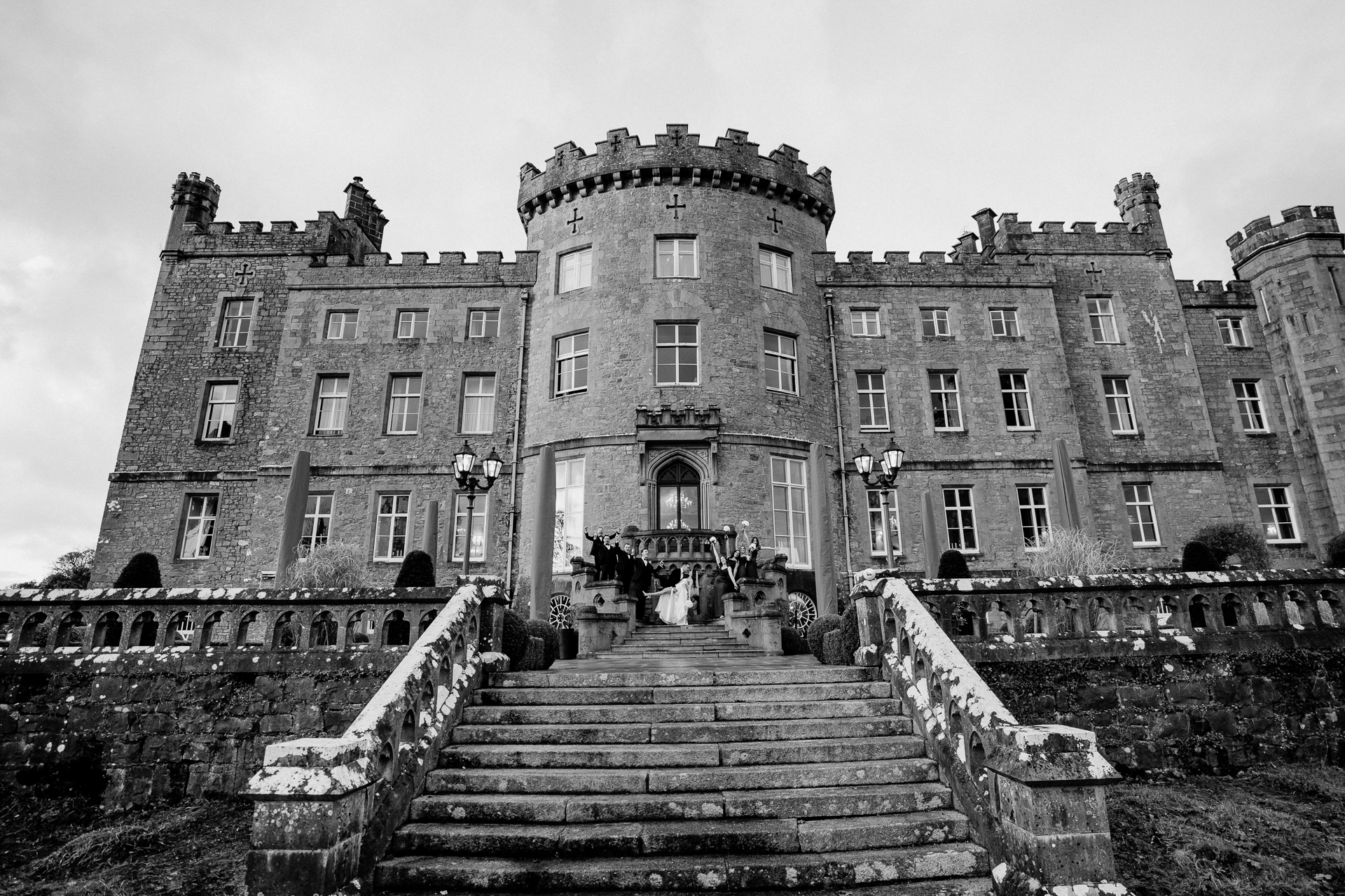 A large stone building with stairs