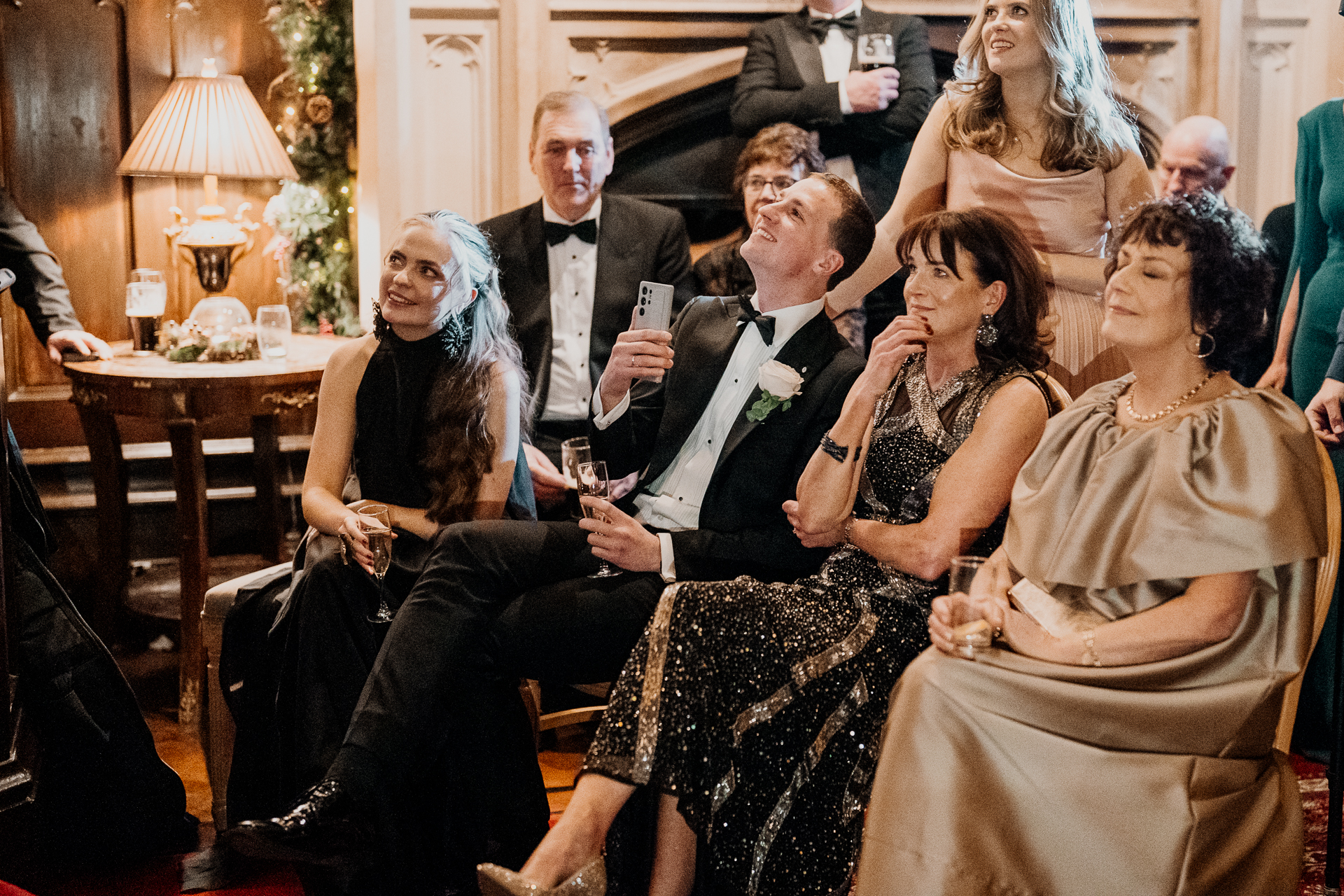 A group of people sitting together