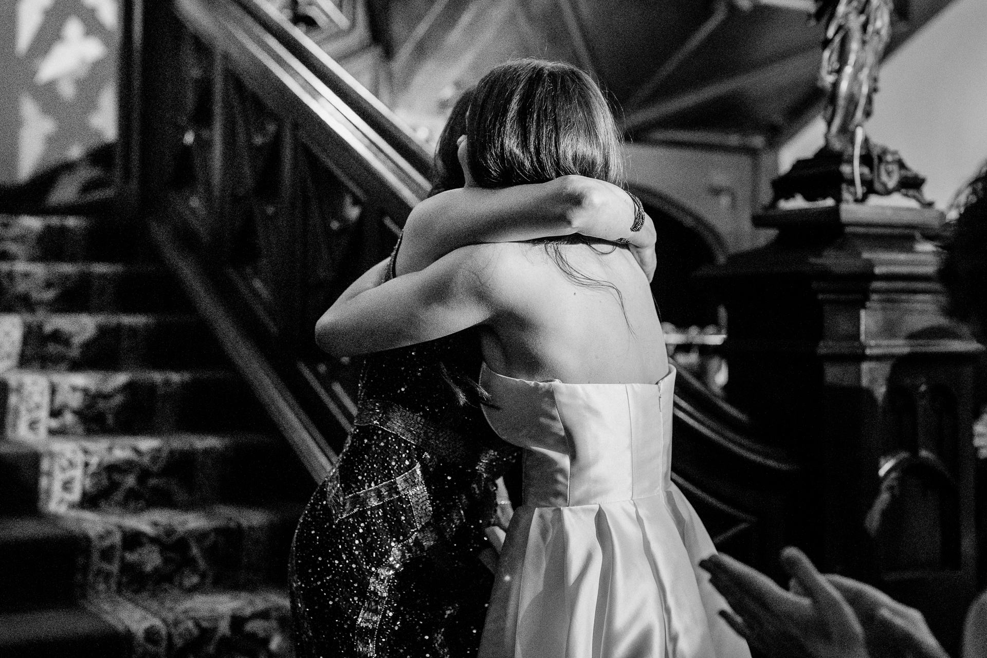 A man and woman hugging