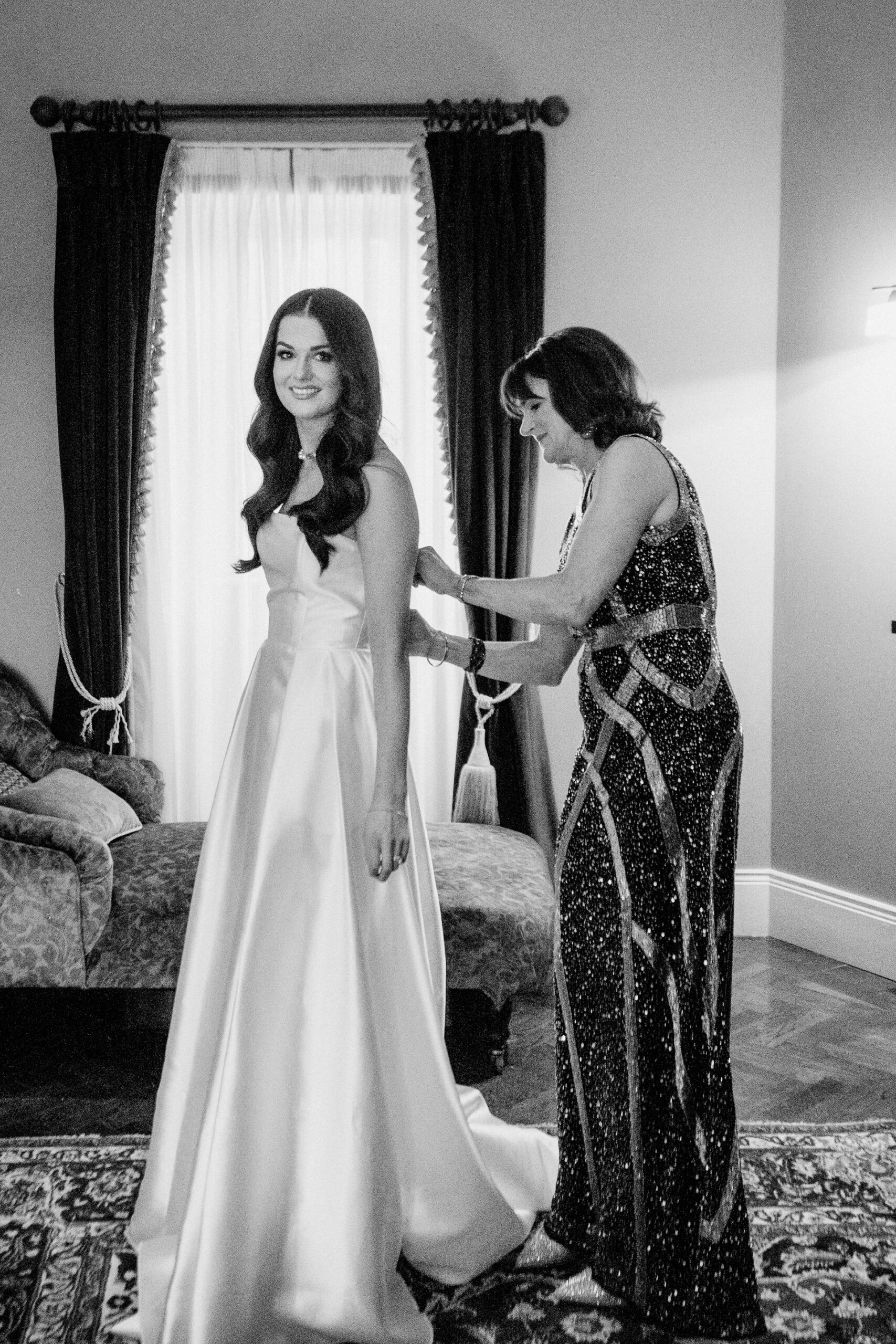Authentic and elegant bride preparations captured by a Dublin Wedding Photographer at Markree Castle. This moment reflects the excitement and anticipation of a beautiful wedding day in Ireland. Specializing in Destination Wedding Photography and Documentary Wedding Photography