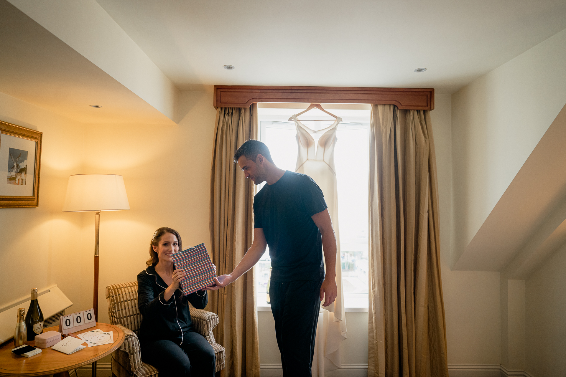 A man and woman in a room