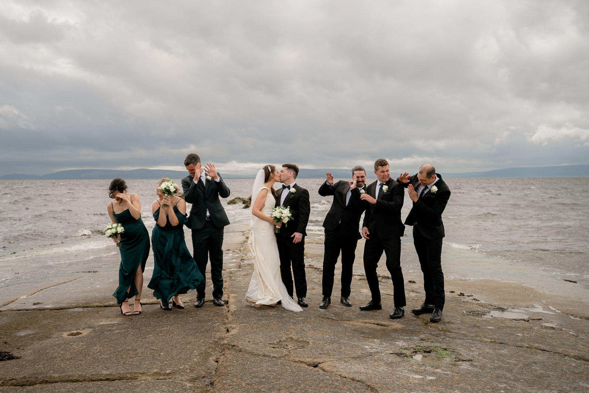 A group of people on a beach