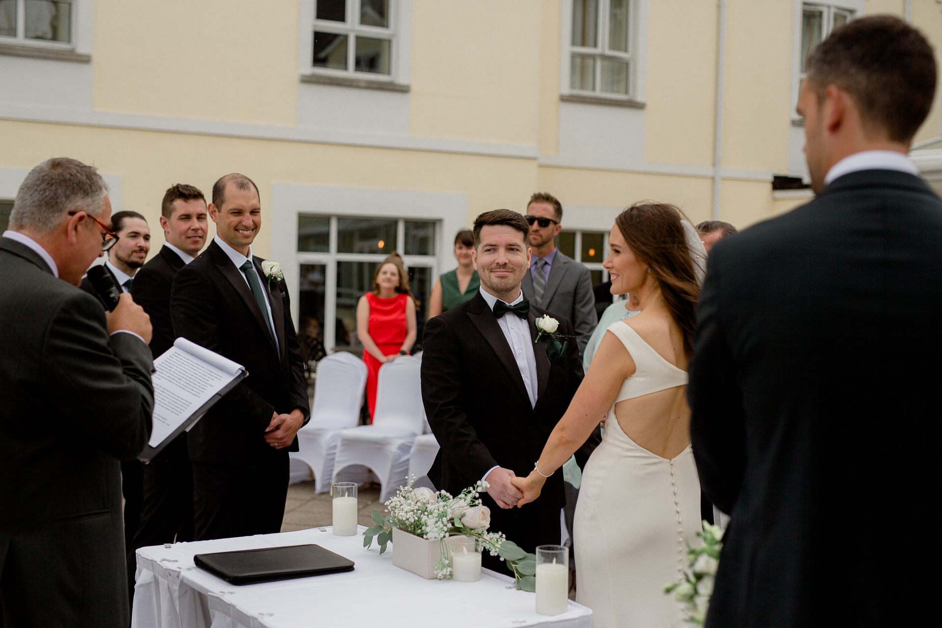 A bride and groom at a wedding