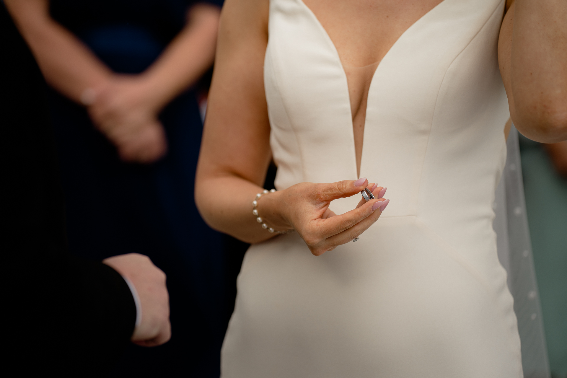 A person wearing a white dress