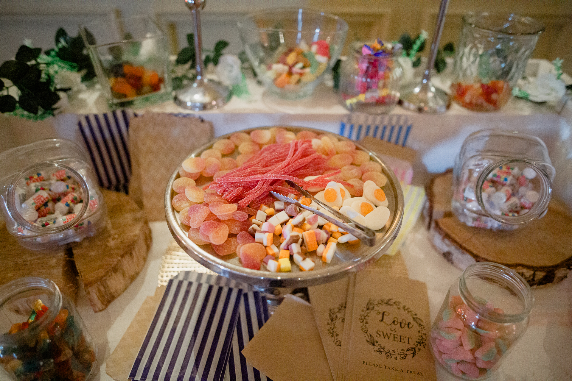 A table with food and glasses