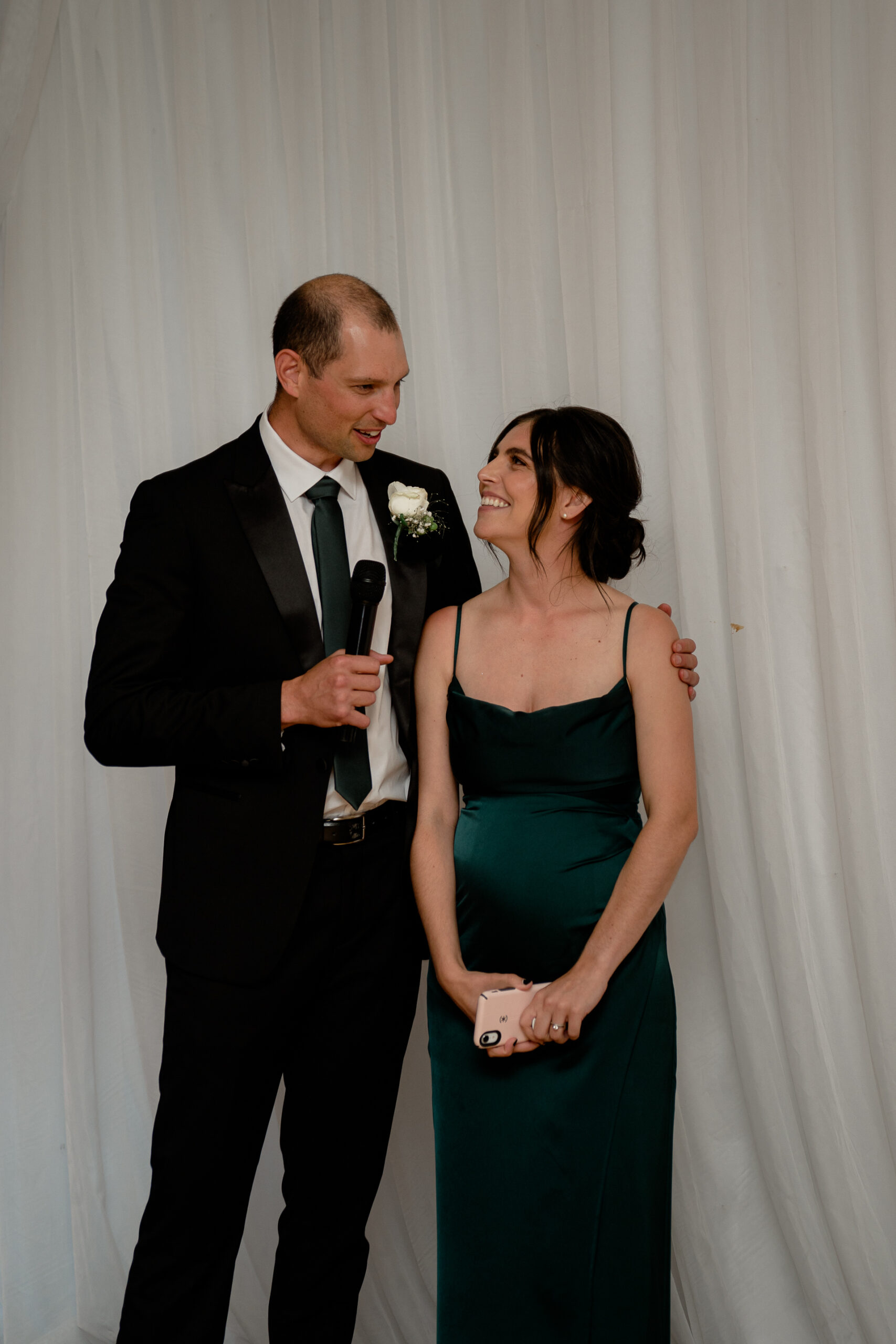 A man and woman in formal wear