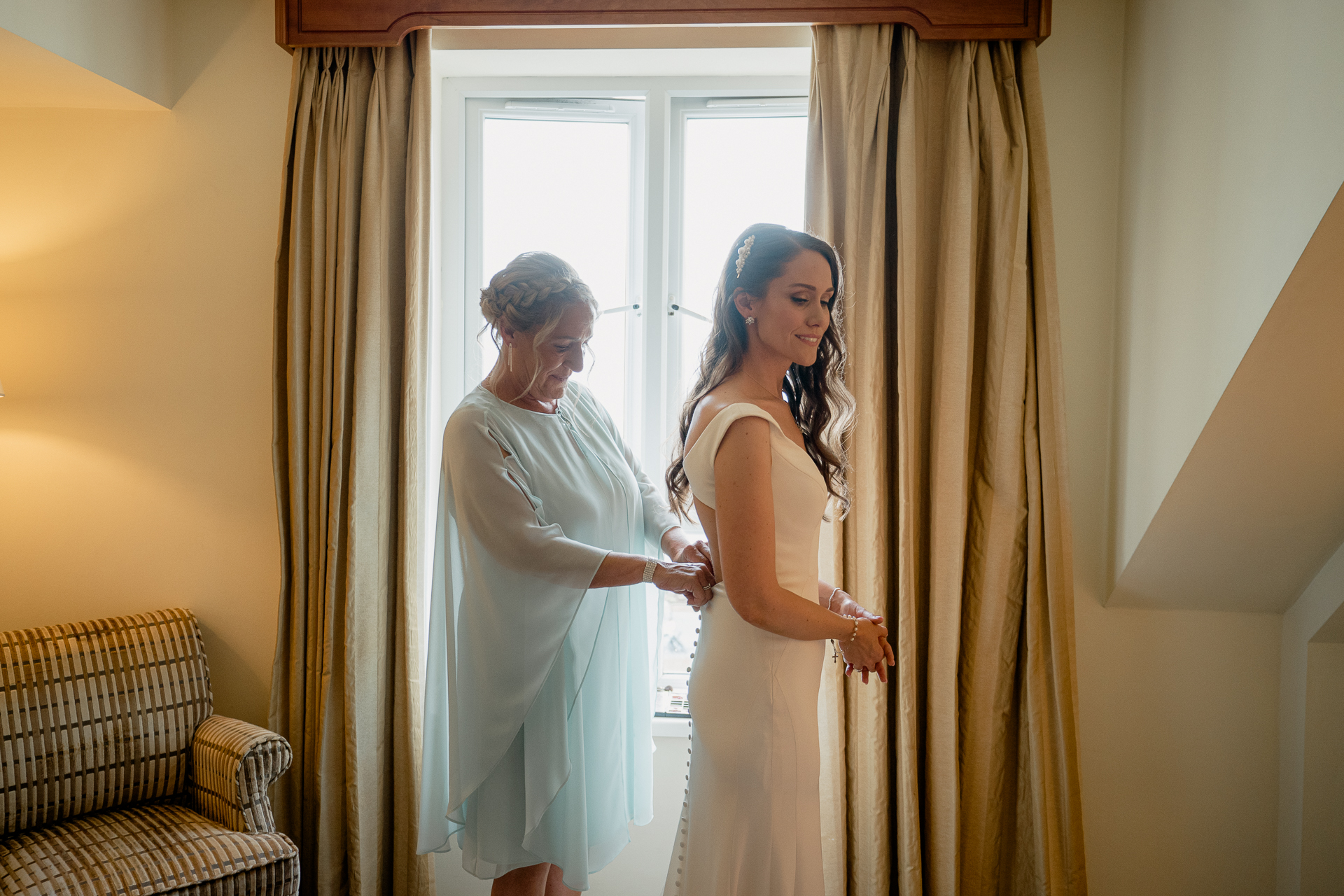 A man and woman in wedding attire