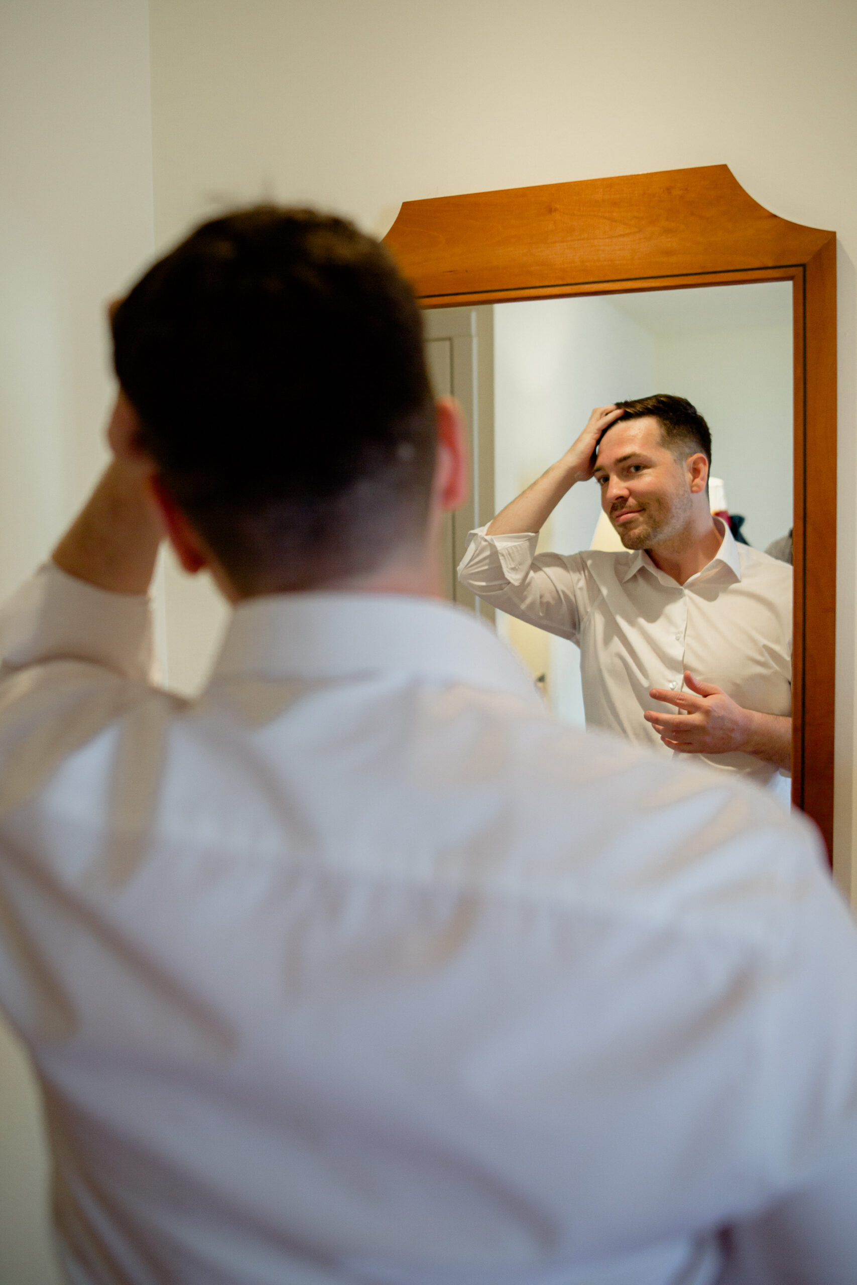 A man in a white shirt