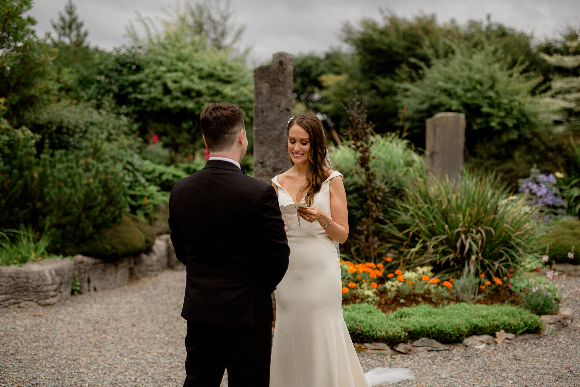 A man and woman in wedding attire