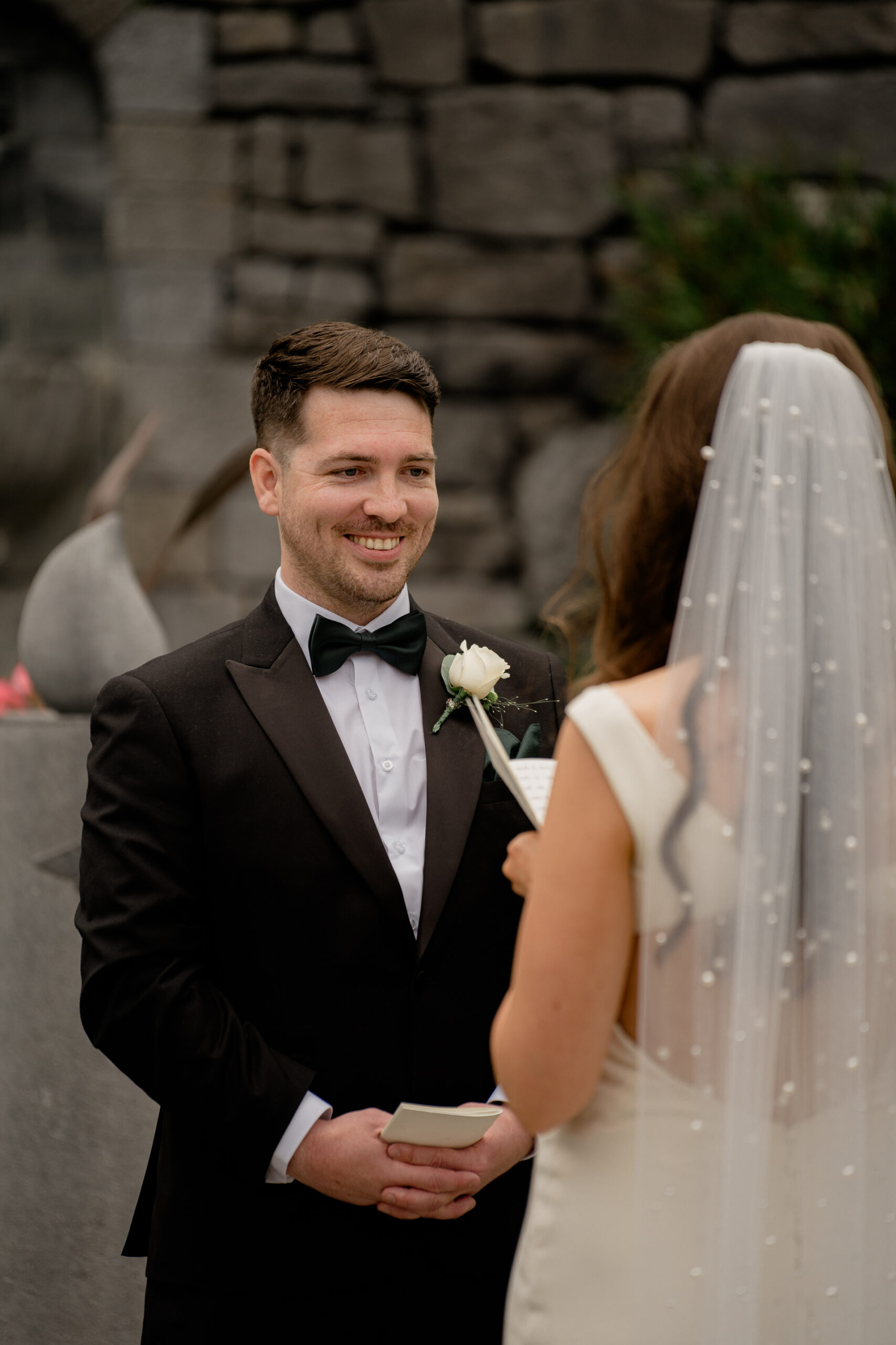 A man and woman in wedding attire