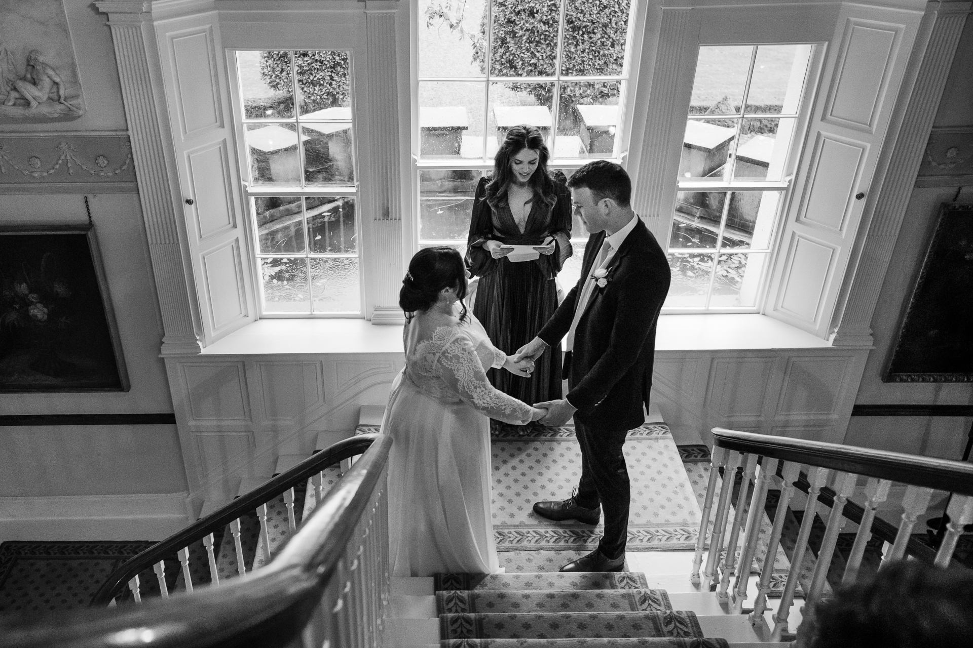 A man and woman in wedding attire