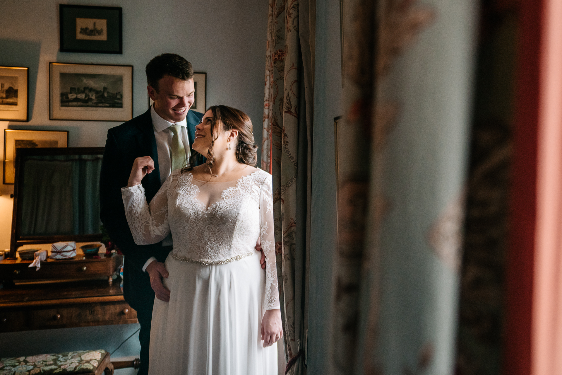 A man and woman in wedding attire