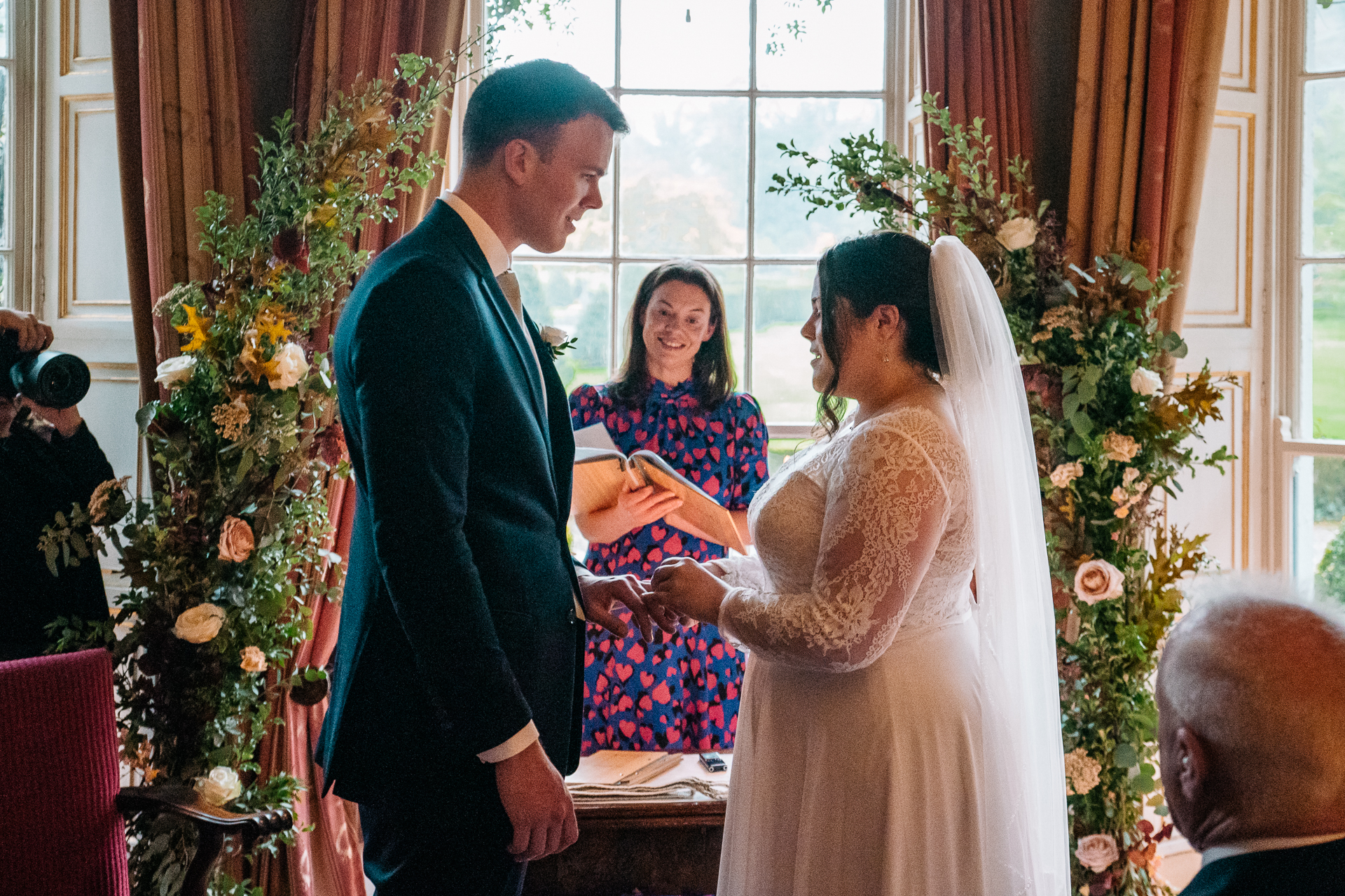 A man and woman in wedding attire