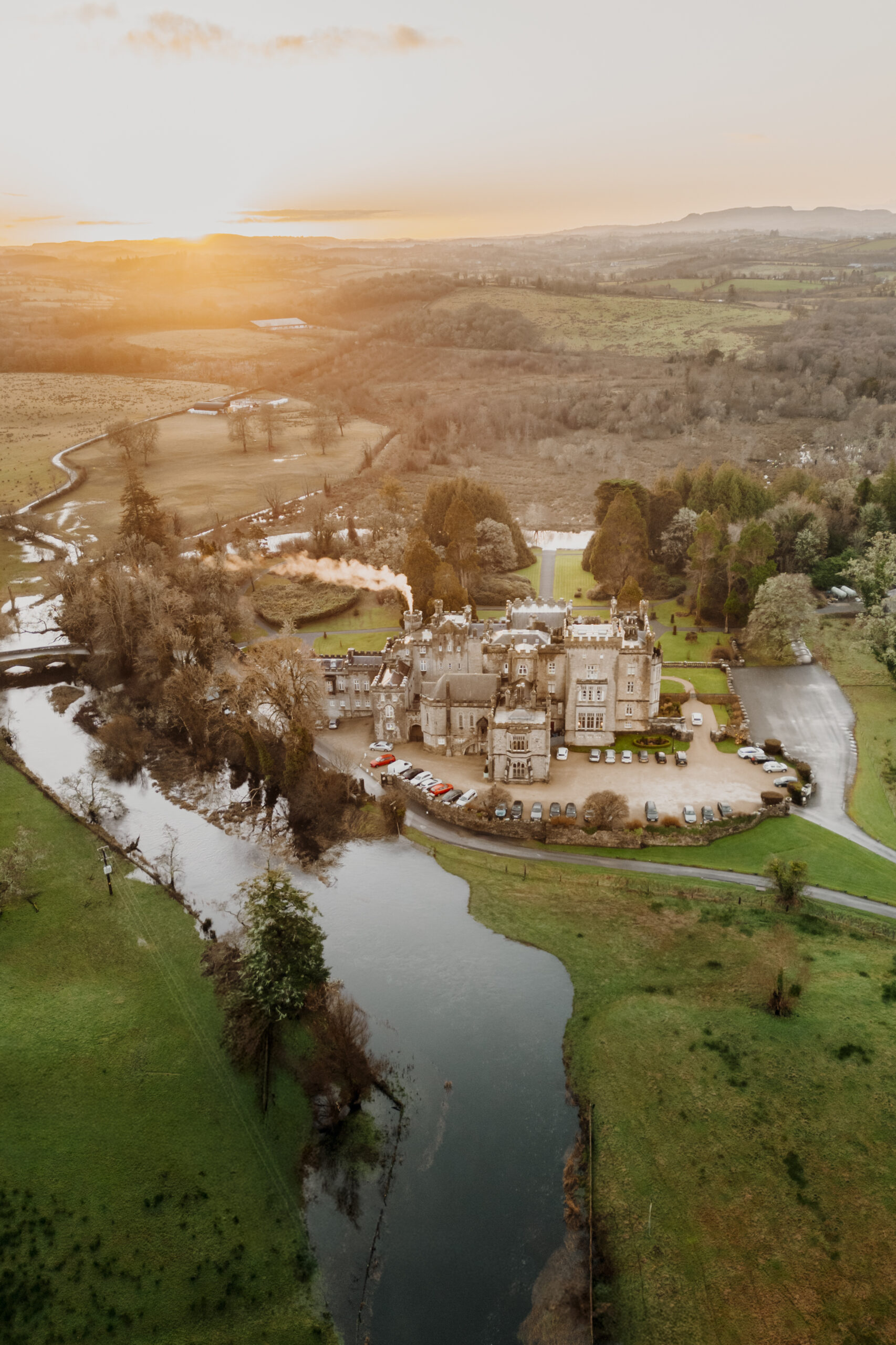 Aerial view of Markree Castle and its estate in County Sligo