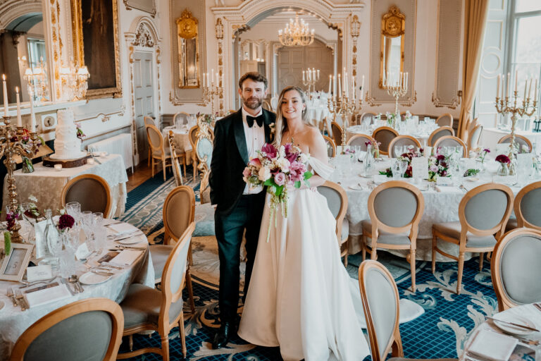 Wedding couple in the Dining Room at Markree Castle during their reception