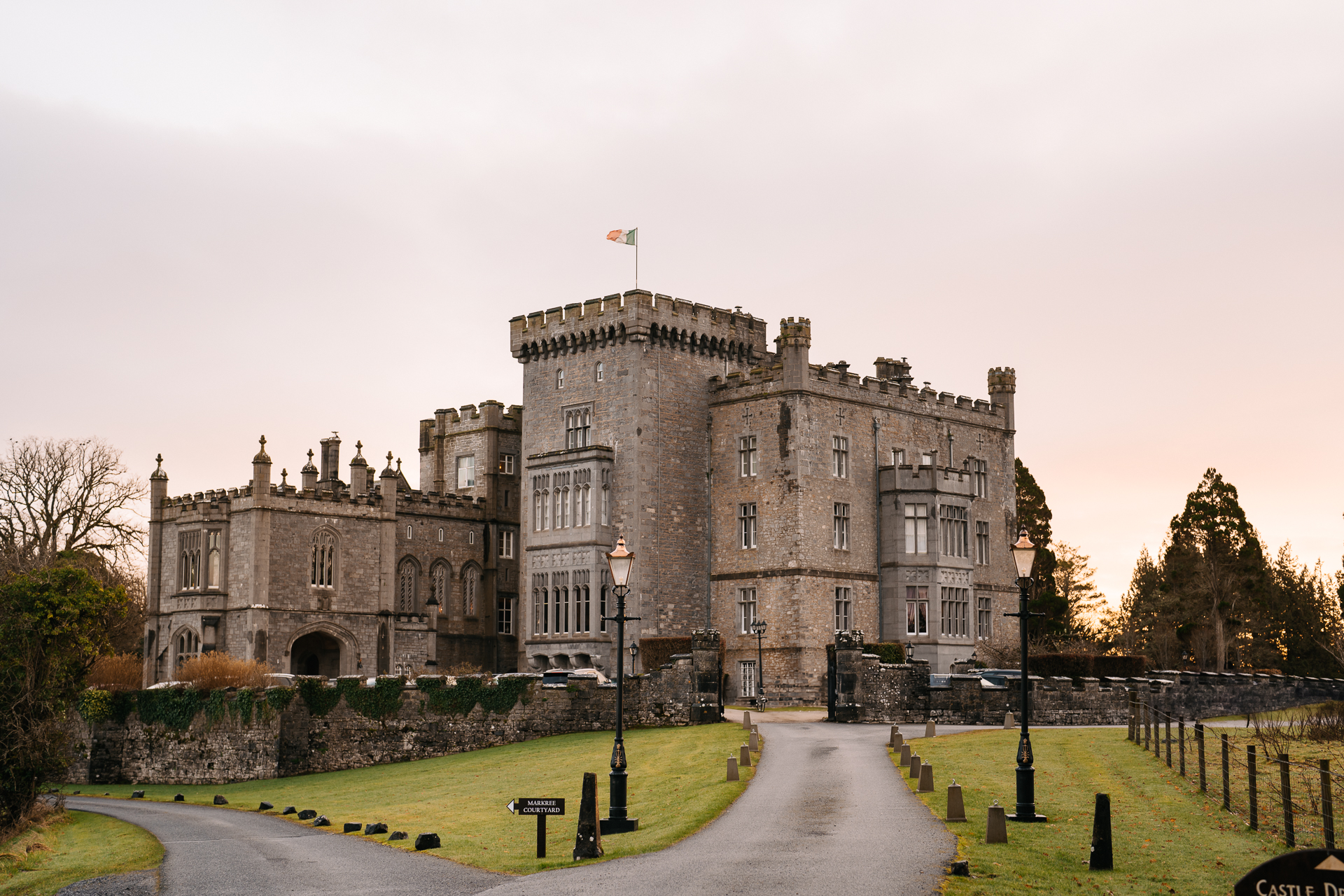 A castle with a flag on top