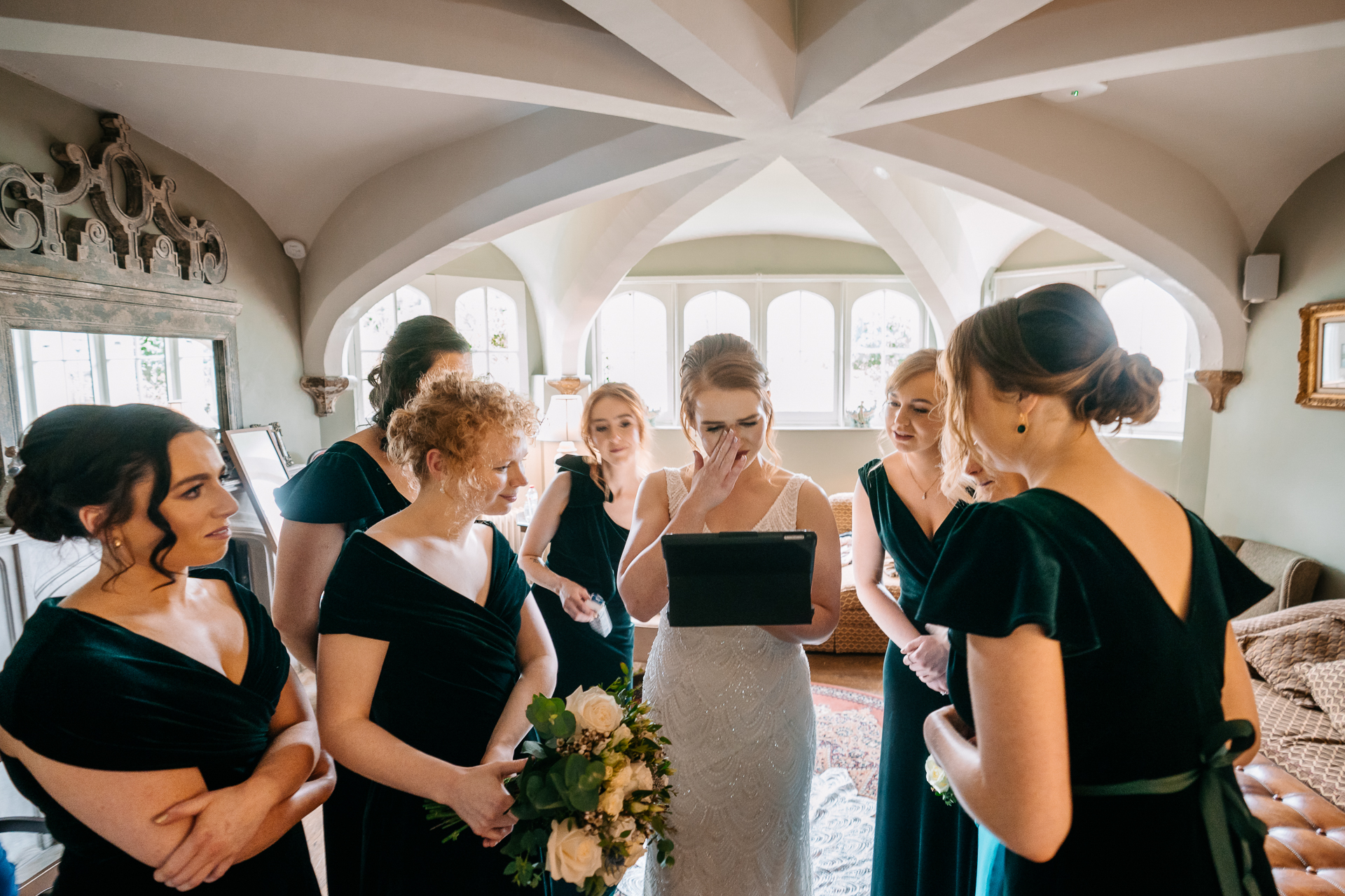 A group of women in black dresses