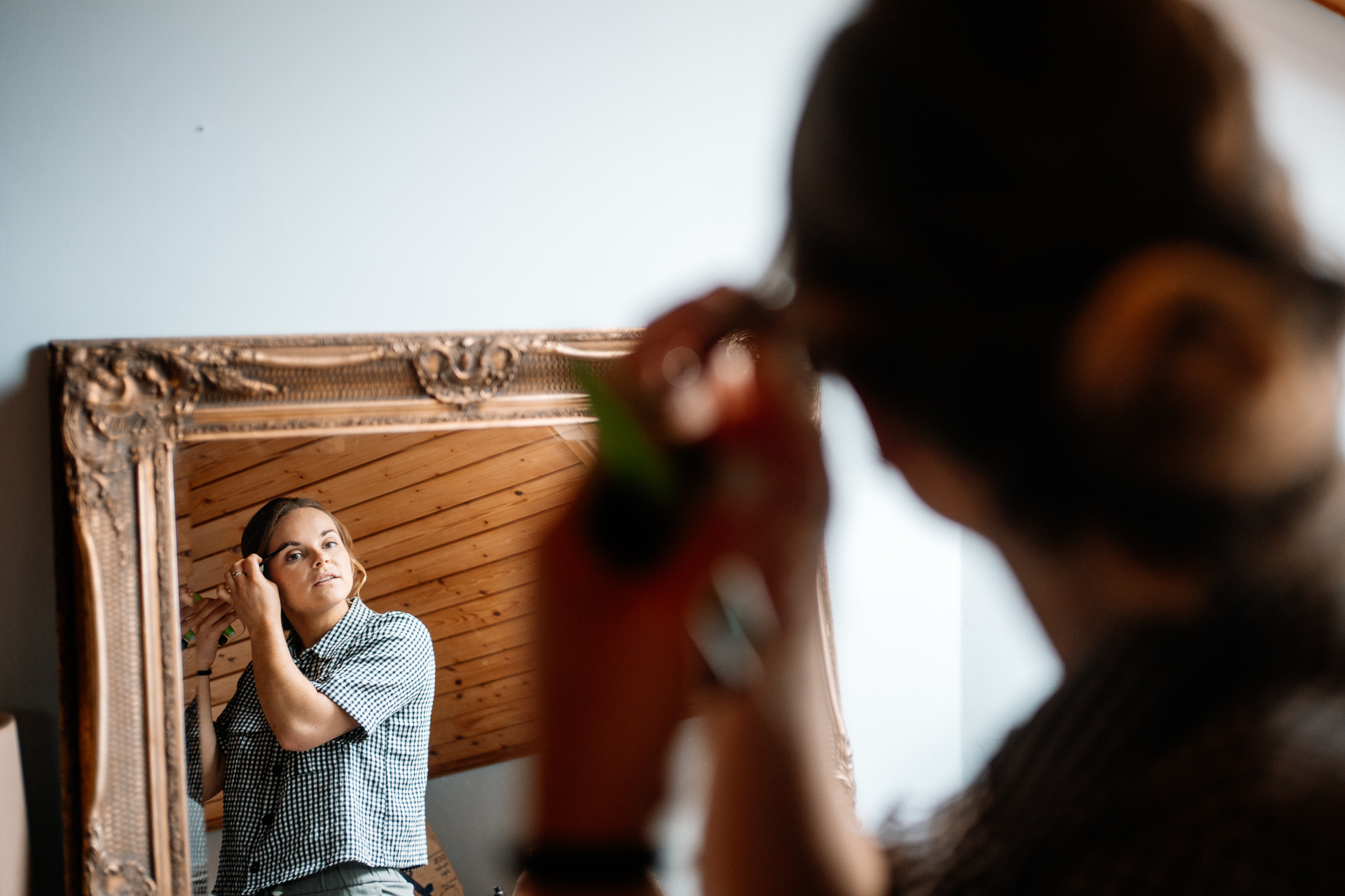 A woman talking to a man